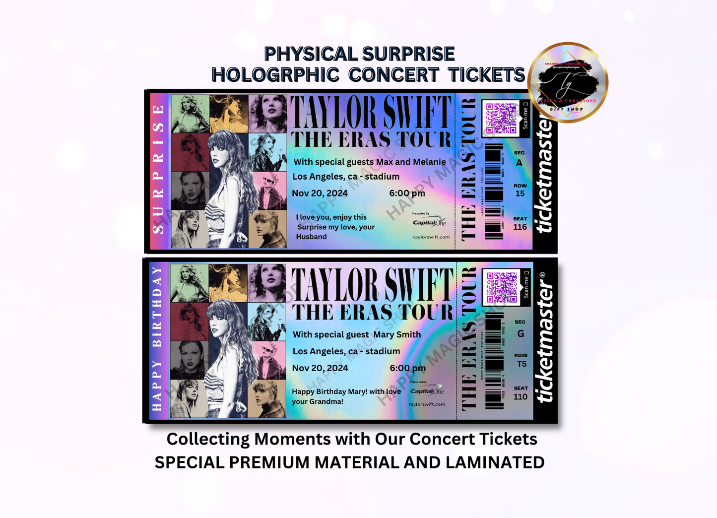 AMAZING STUNNING PHYSICAL SURPRISE TICKETS CONCERTS HOLOGRAPHIC!