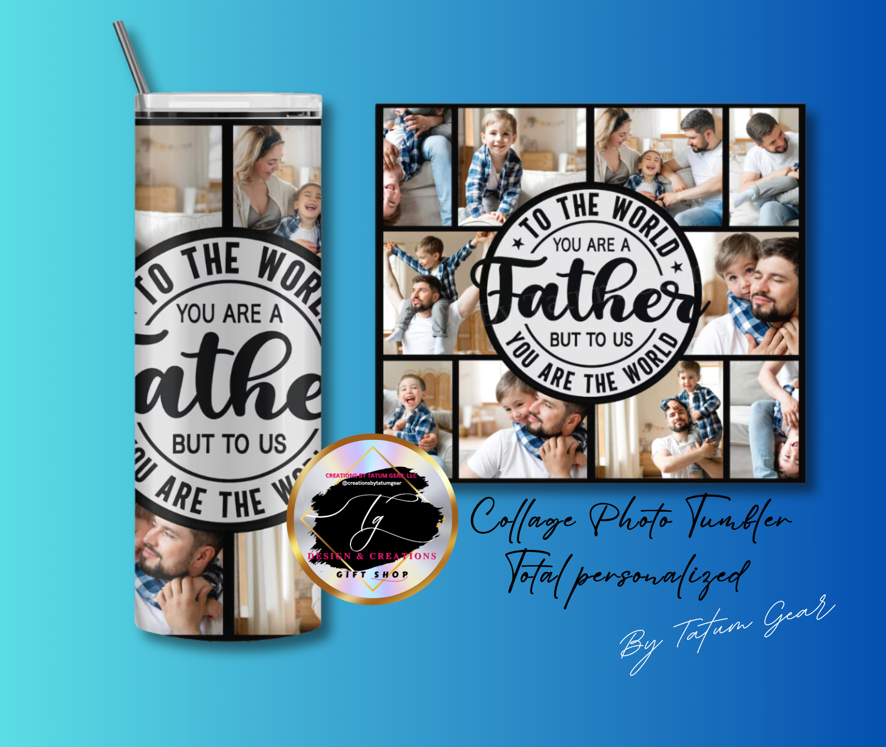 Custom 10-Photo Dad Tumbler - 20oz Father's Day Gift