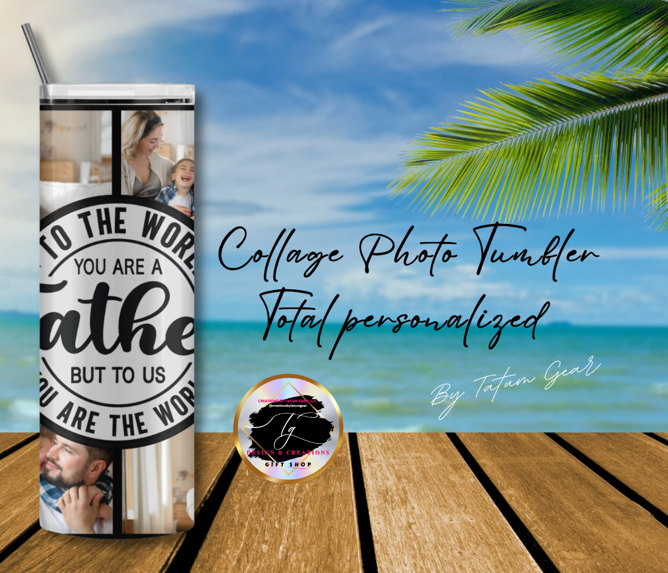 Custom 10-Photo Dad Tumbler - 20oz Father's Day Gift