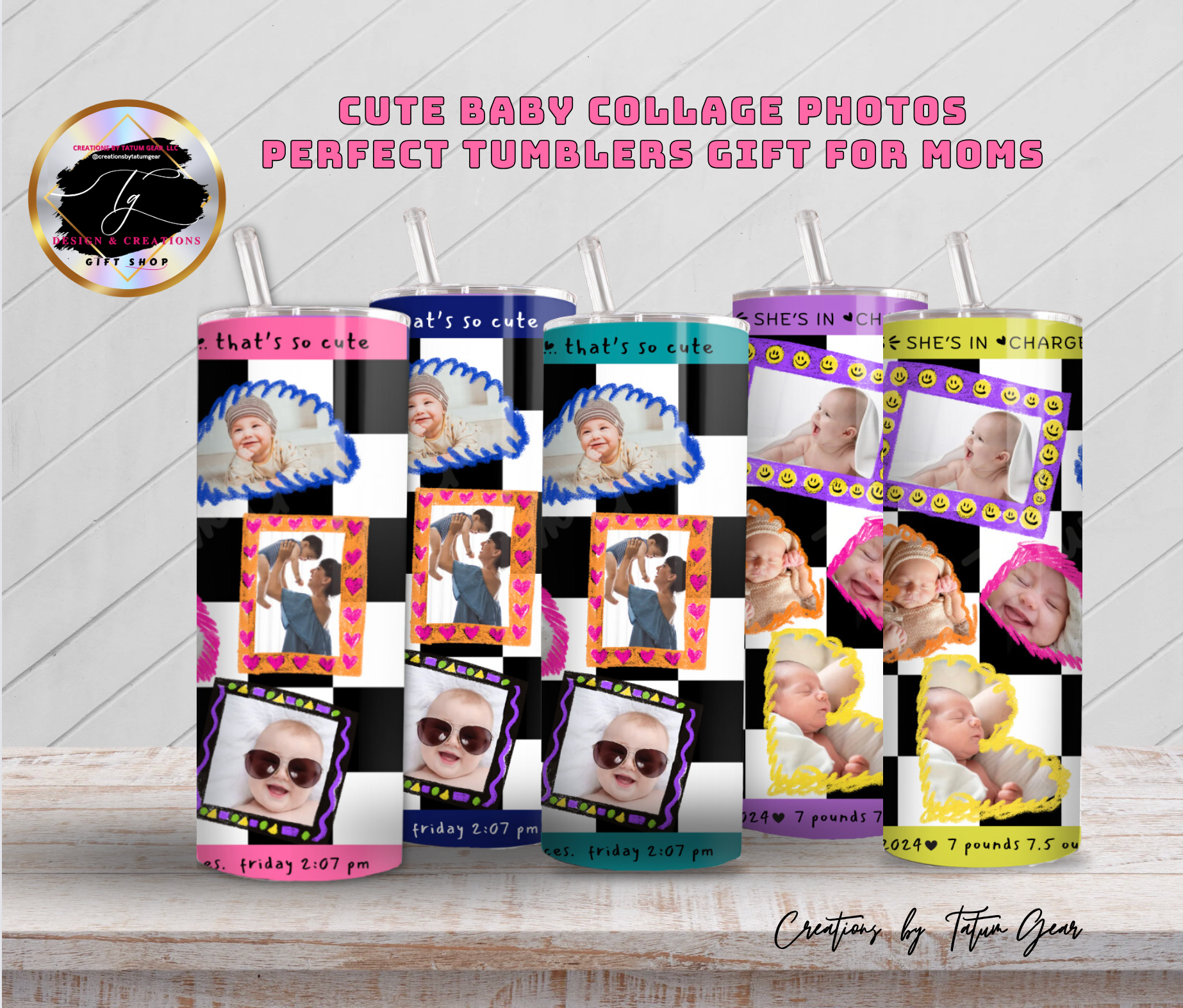 Custom 10-Photo Baby Tumbler - 20oz Mother's Day Gift