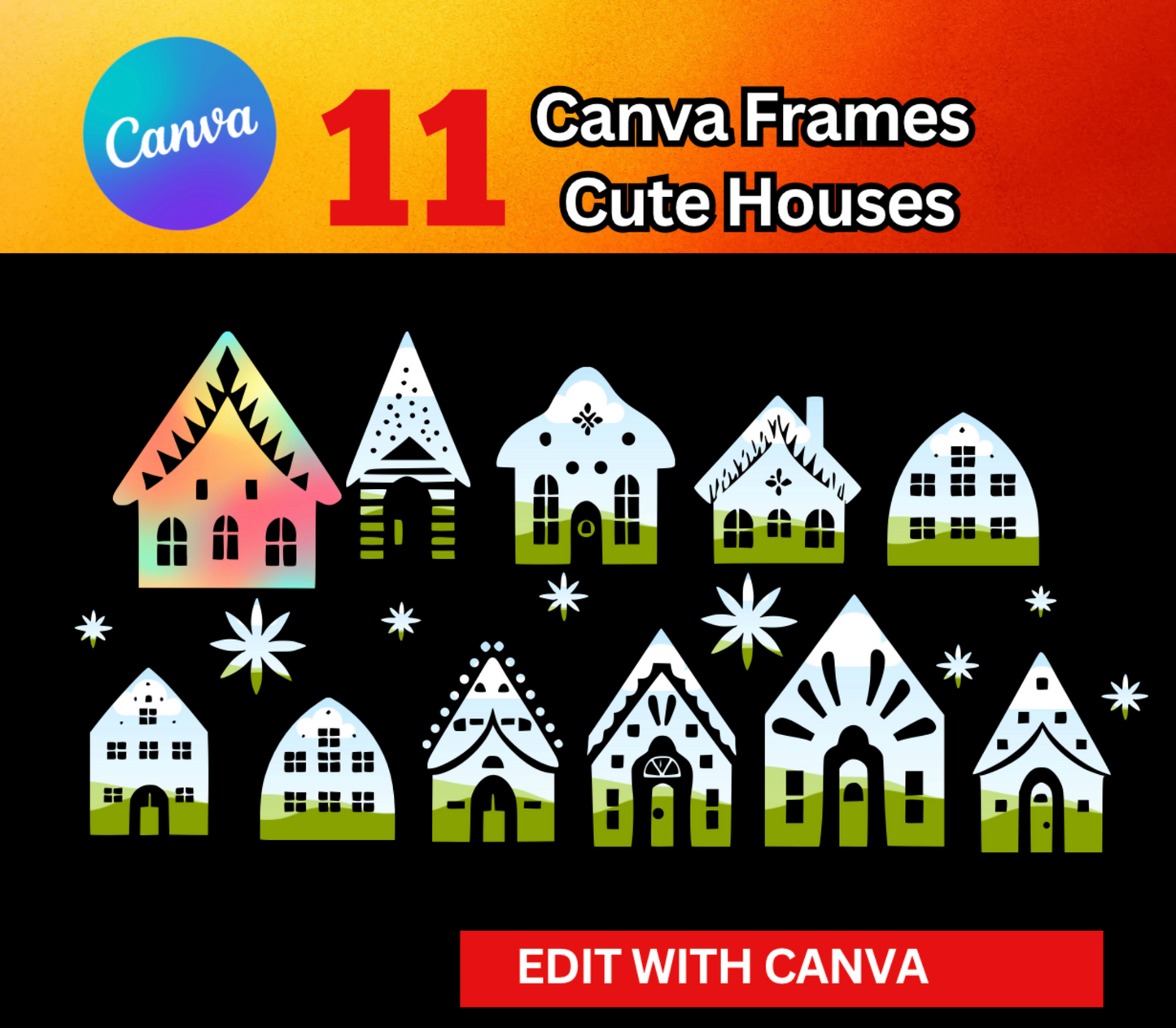 Canva Frames - Cute Christmas Houses