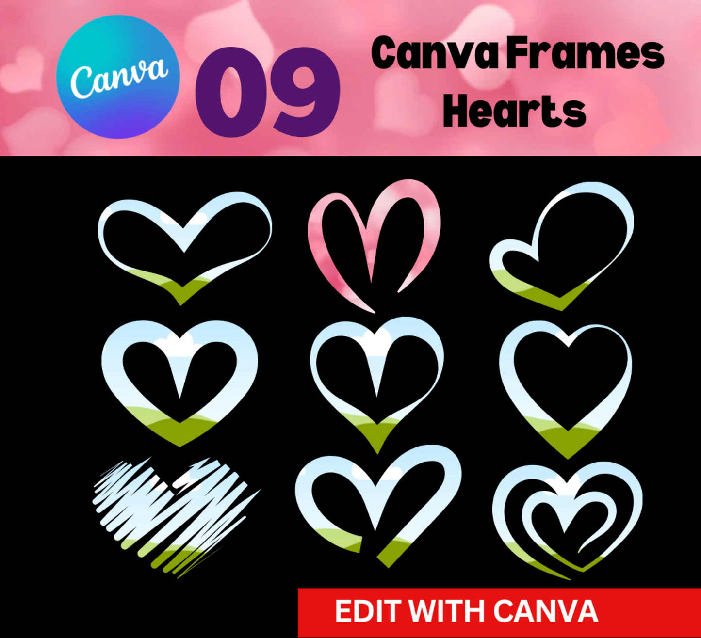 Canva Frames β Cute Hearts | Love Drag & Drop Design