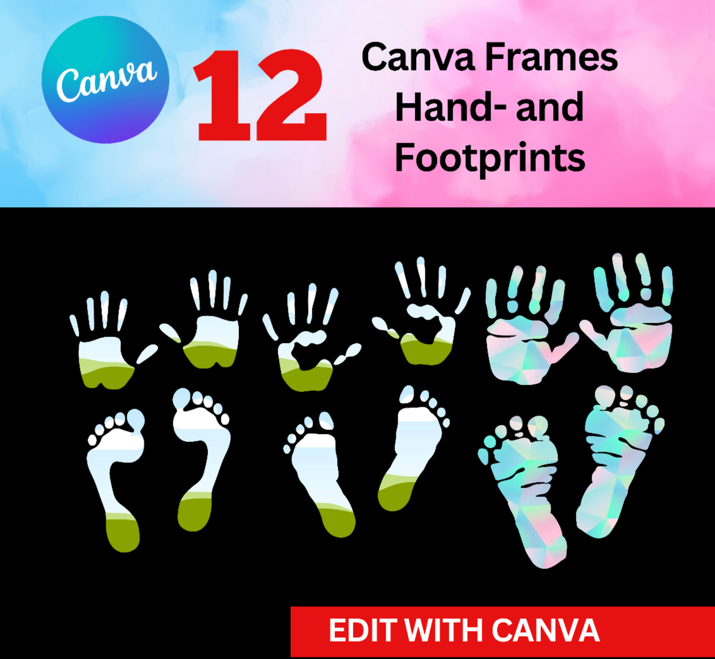 Canva Frame β Baby Hand & Footprint Shape for Sublimation & Crafts