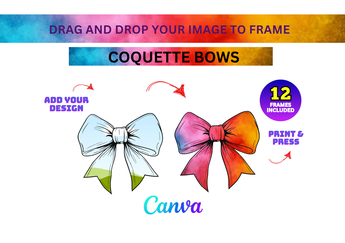 Coquette Bows Canva Frames β Editable Drag & Drop Design