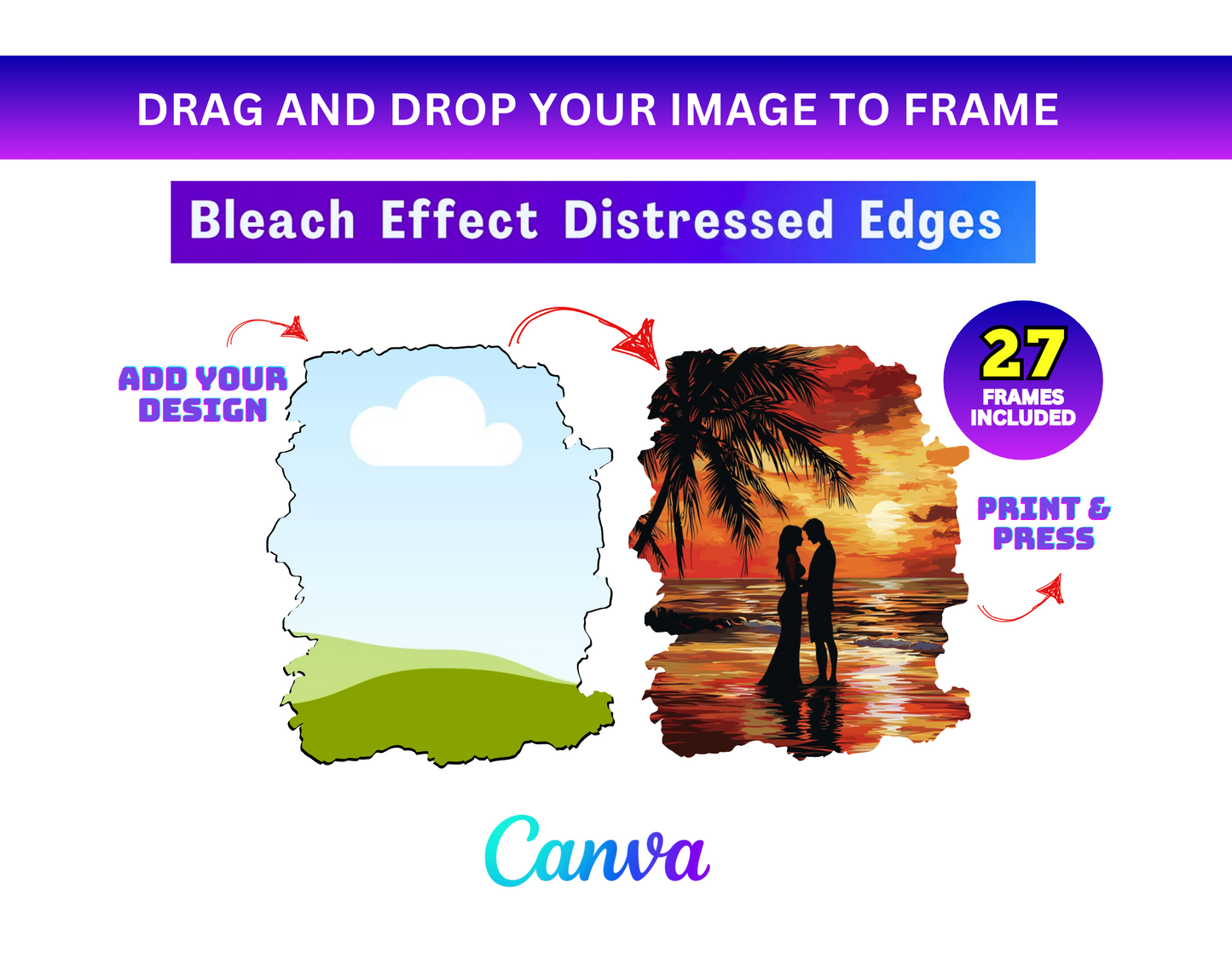 27 Canva Frames β Bleach Effect | Drag & Drop Editable Frames
