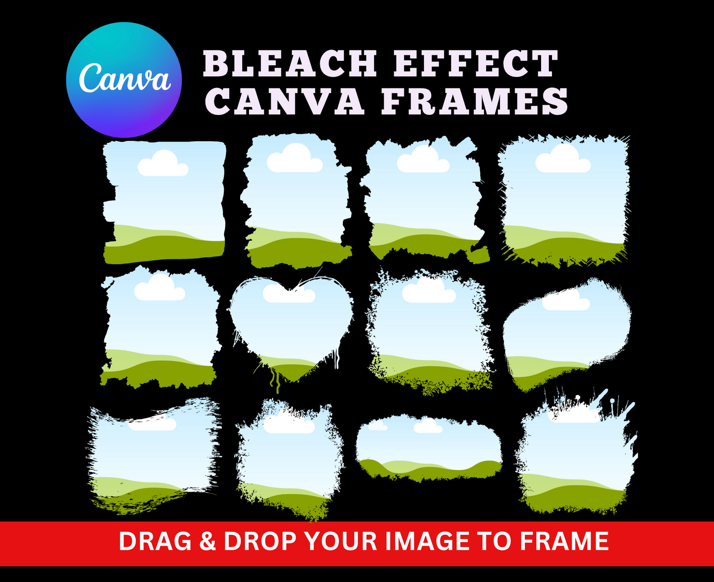 27 Canva Frames β Bleach Effect | Drag & Drop Editable Frames