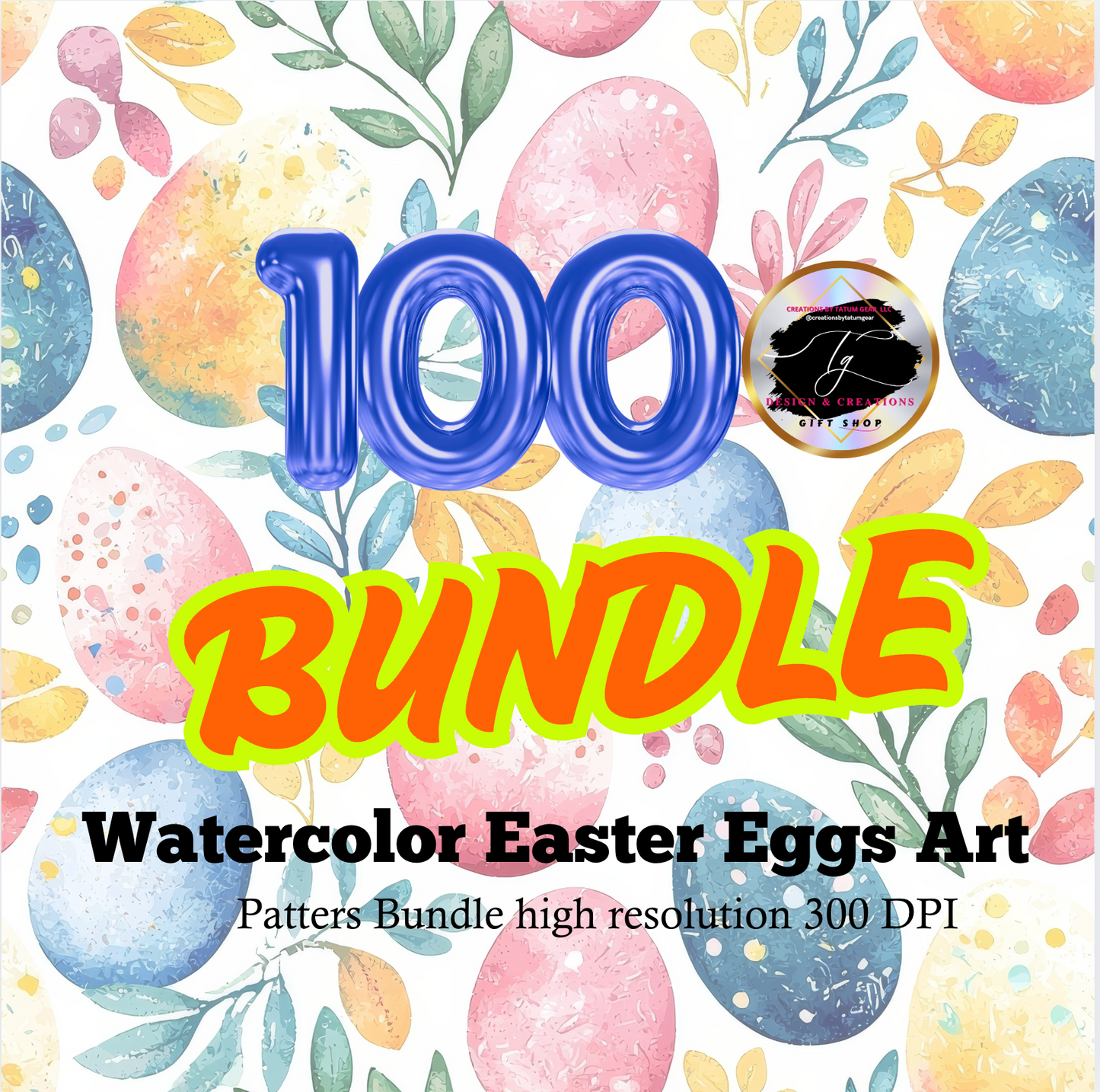 100 Watercolor Easter Eggs Digital Papers – Seamless Spring Pattern Bundle (300 DPI)