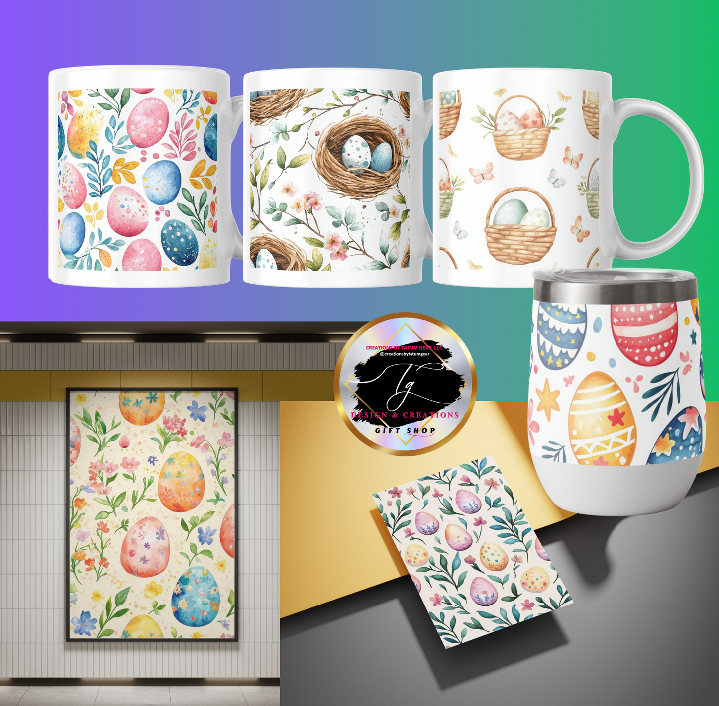100 Watercolor Easter Eggs Digital Papers – Seamless Spring Pattern Bundle (300 DPI)