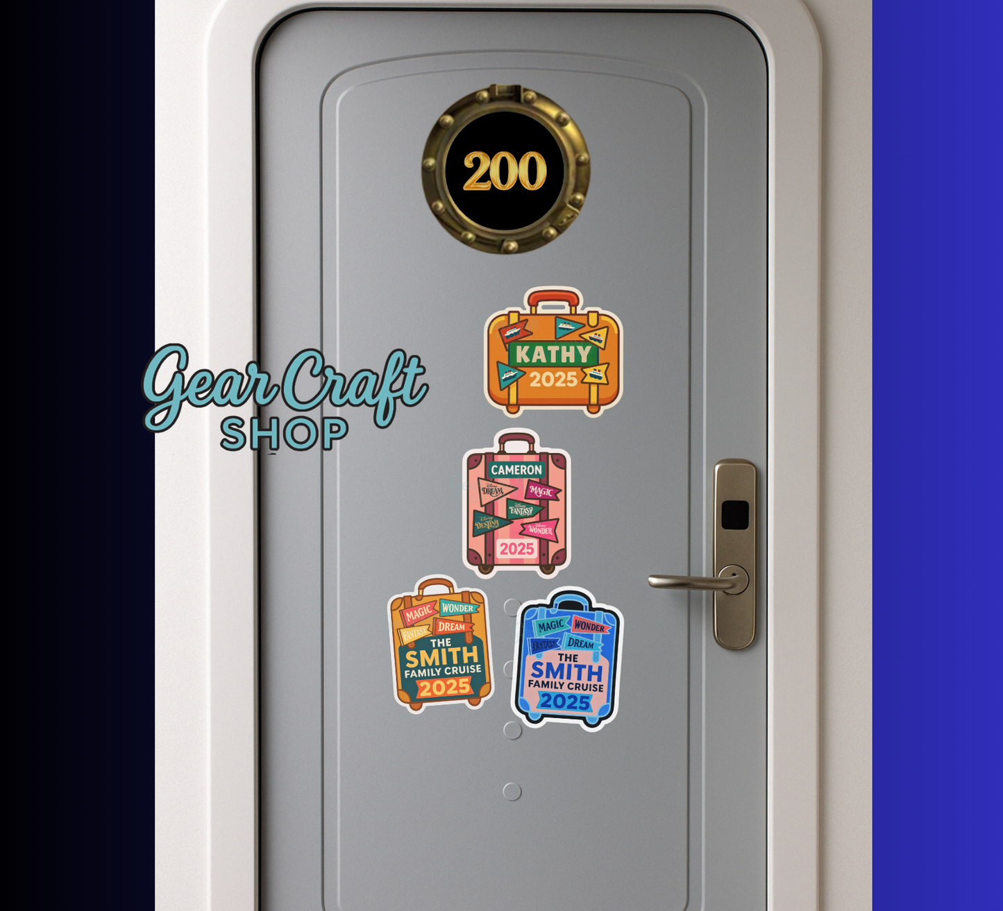 Custom Cruise Suitcase Magnet – Personalized Name & Year | Cruise Door, Fridge, Locker Decor