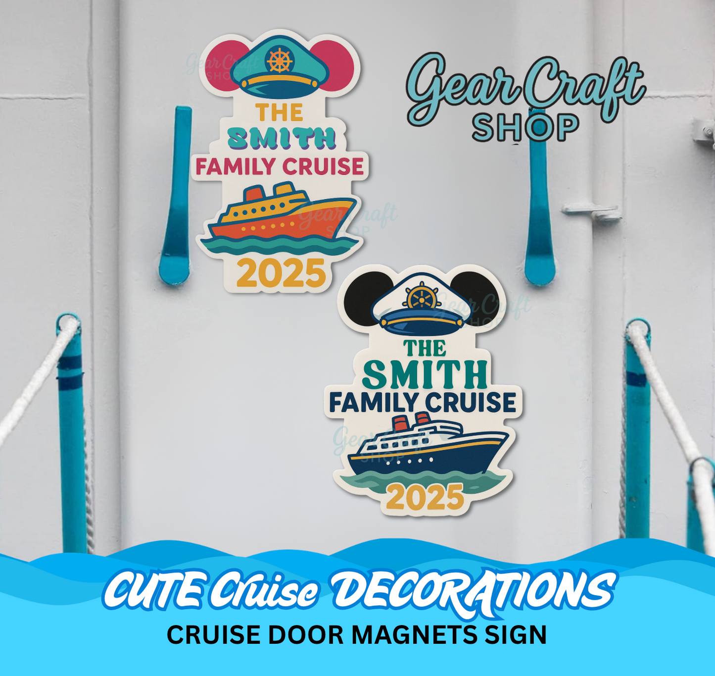 Cute Cruise Door Magnet – Personalized Family Name | 3 Sizes | Disney-Inspired Cruise Decor