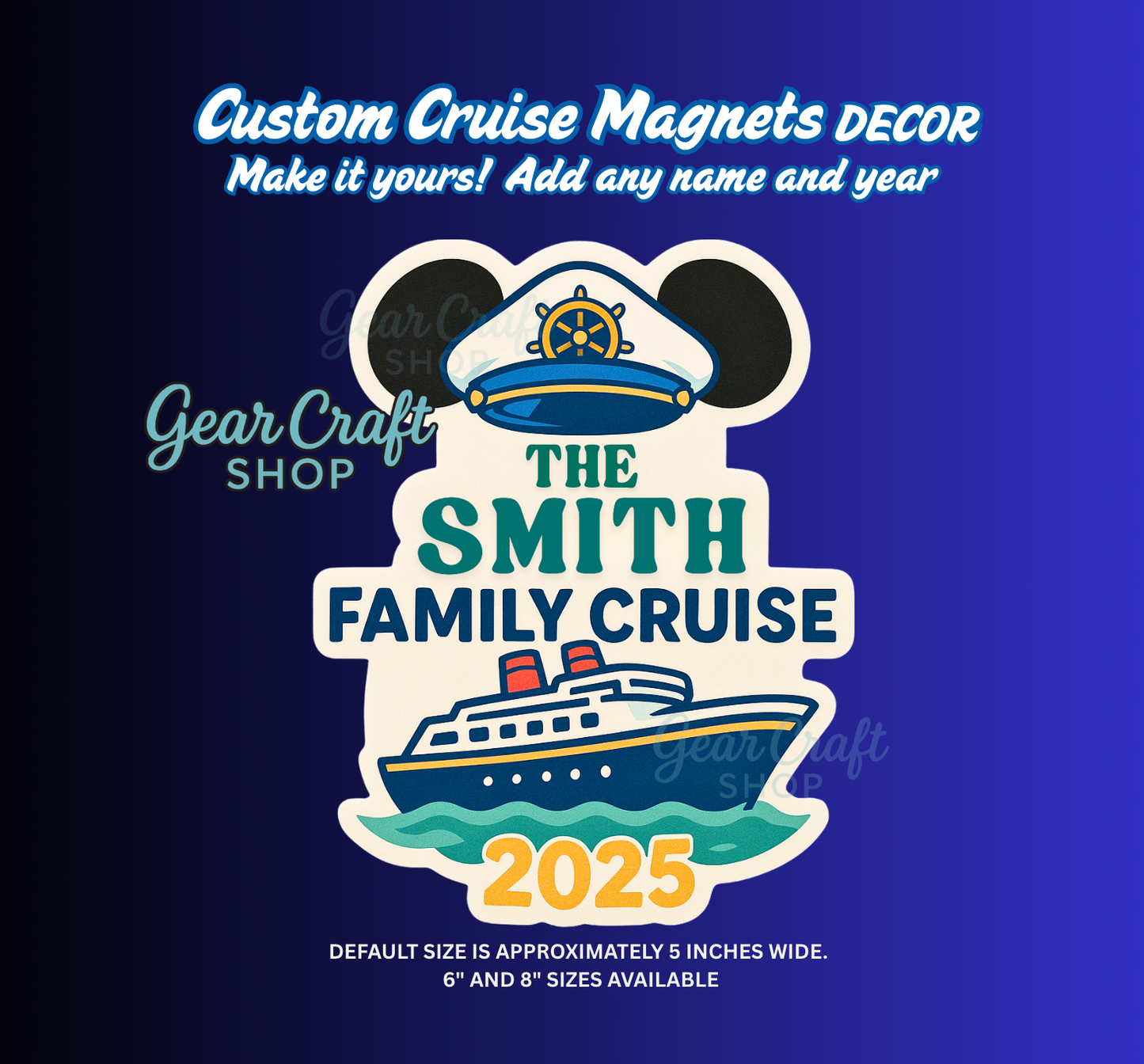 Cute Cruise Door Magnet – Personalized Family Name | 3 Sizes | Disney-Inspired Cruise Decor