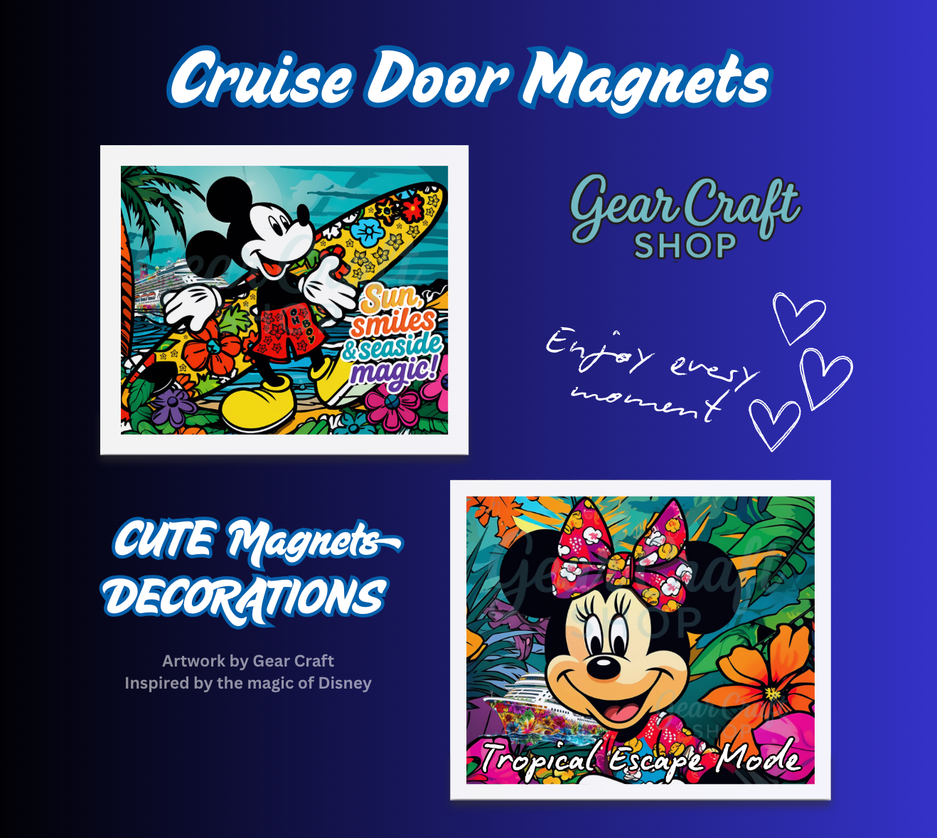 Tropical Cruise Door Magnets | Fun Disney-Inspired Vacation Designs