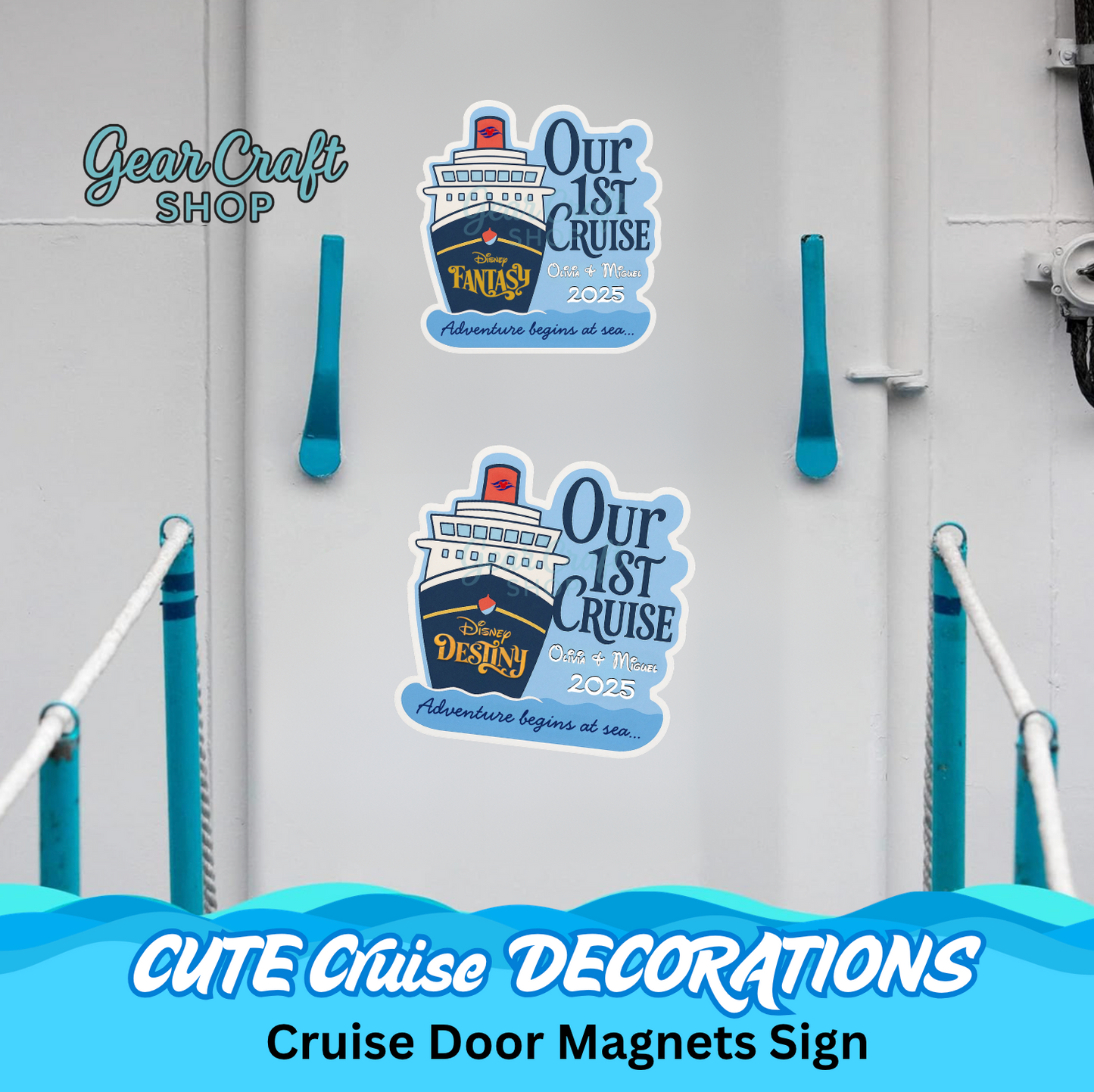 Personalized Cruise Door Magnets – Our First Cruise Keepsake – Magic, Wonder, Fantasy, Dream & More