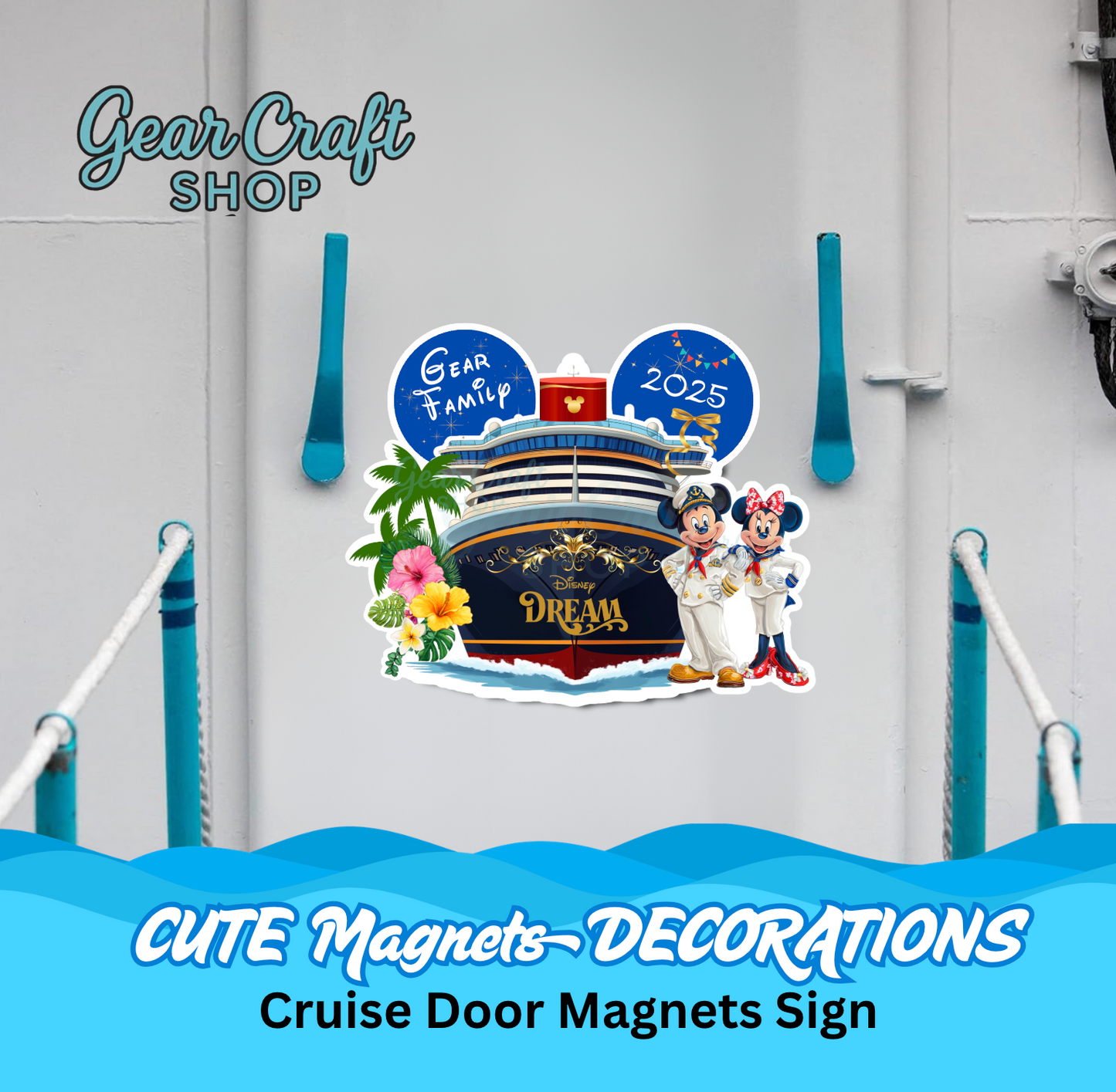 Unique Disney Cruise Door Magnet – Custom Ship Sign with Family Name & Year