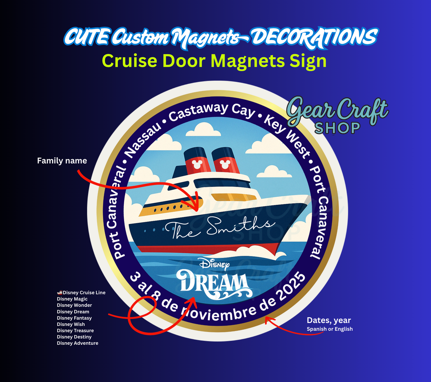 Unique Disney Cruise Door Magnet – Custom Destinations vacations places
