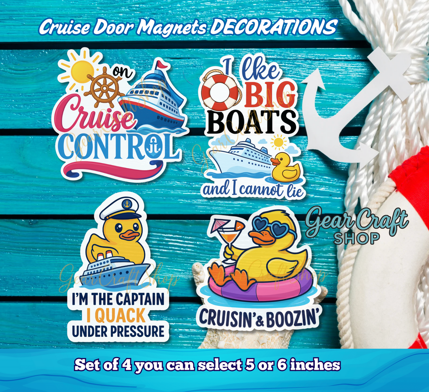 Funny Cruise Door Magnet Set – 4 Hilarious Waterproof Decorations for Your Cabin