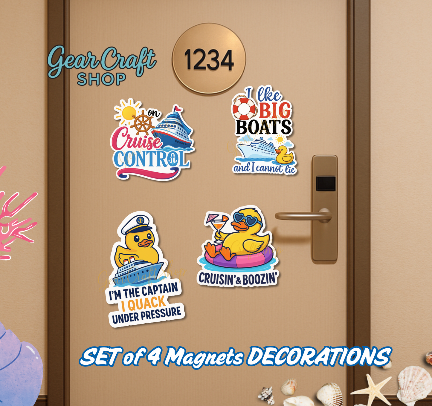 Funny Cruise Door Magnet Set – 4 Hilarious Waterproof Decorations for Your Cabin