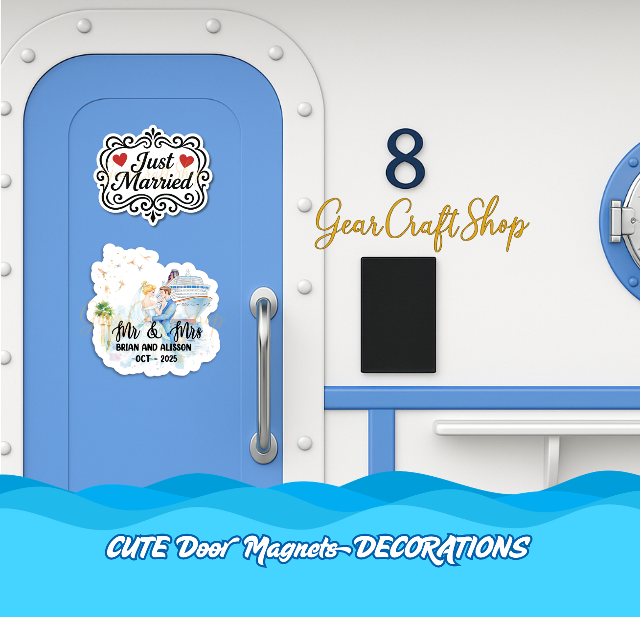 Just Married Cruise Magnet Set β Personalized Wedding Keepsake