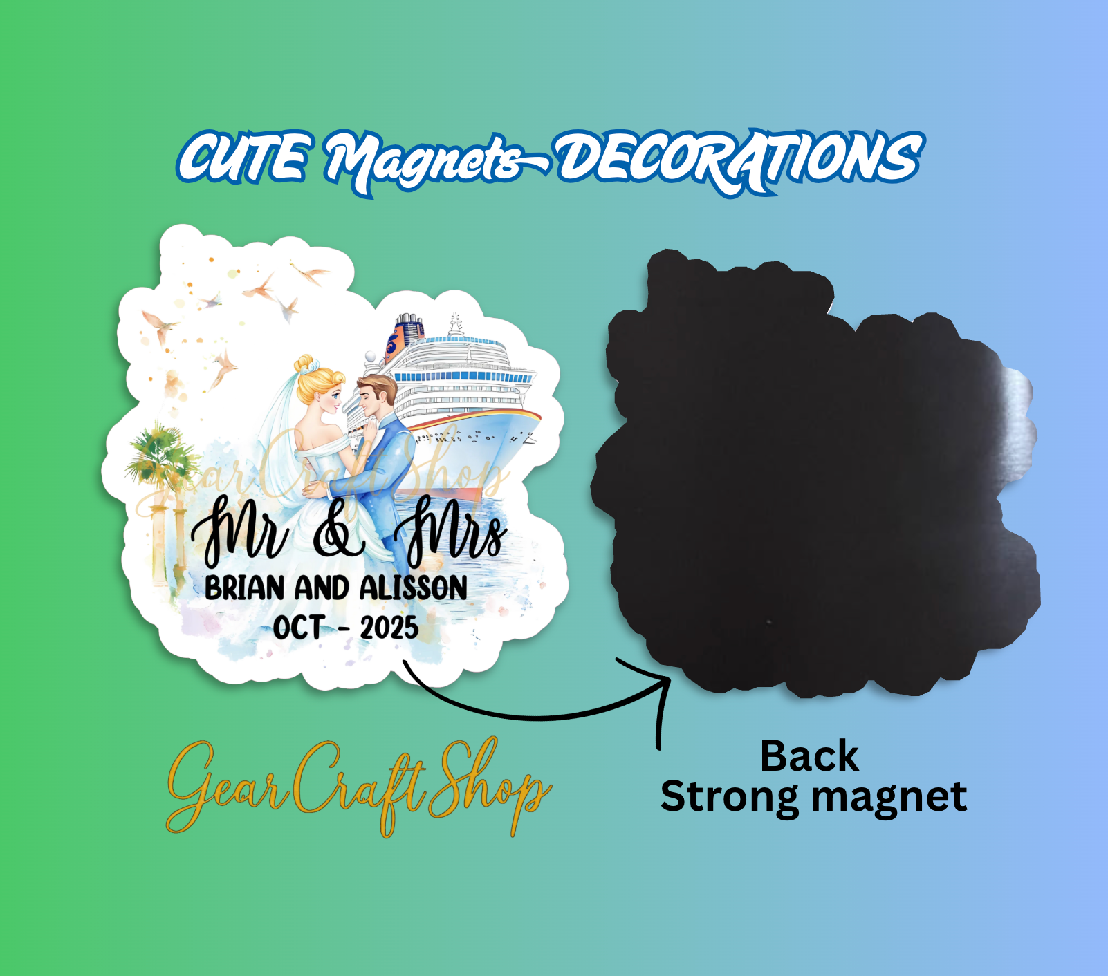 Just Married Cruise Magnet Set β Personalized Wedding Keepsake