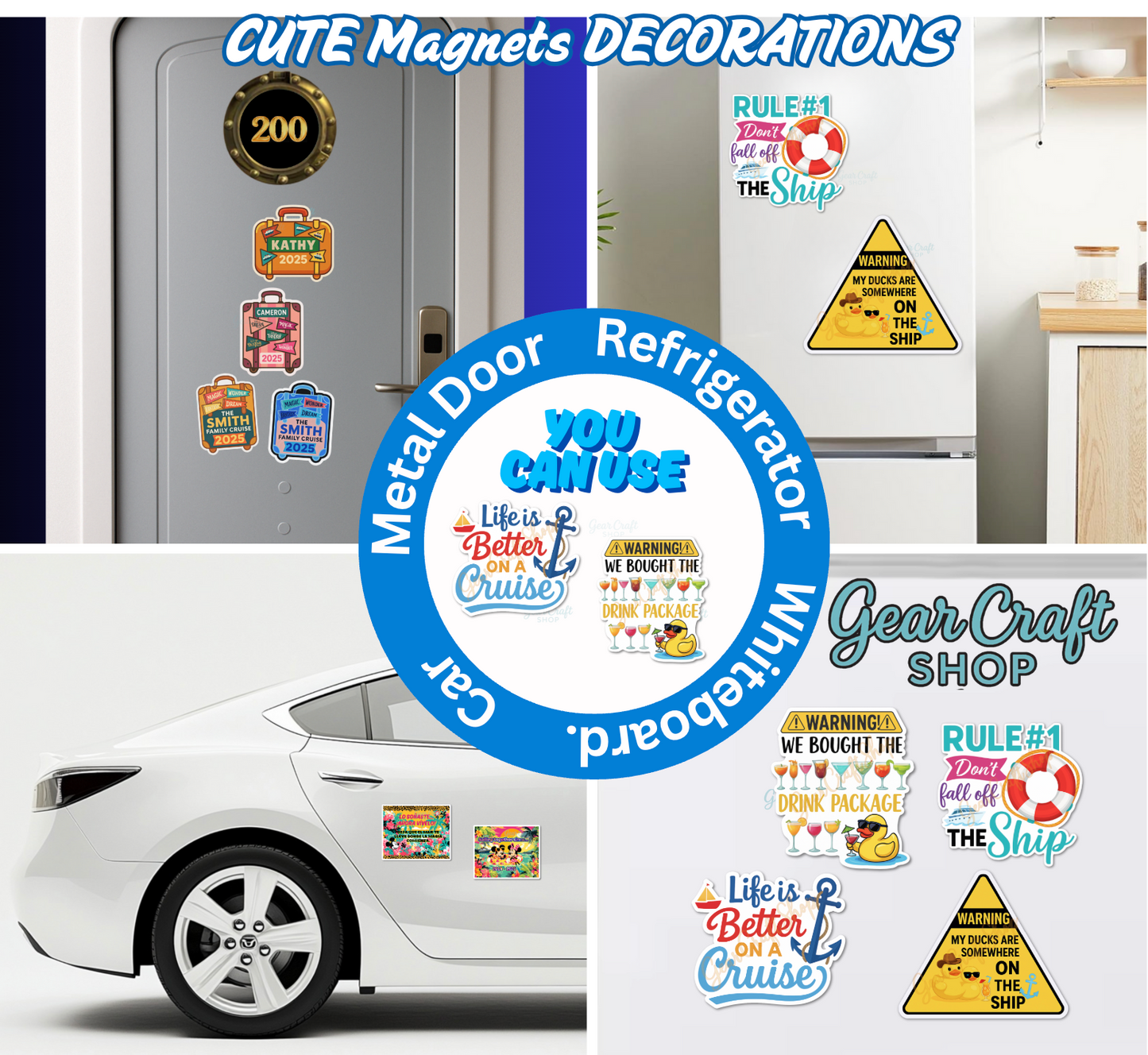 Funny Cruise Door Magnet Set – 4 Hilarious Waterproof Decorations Magnets