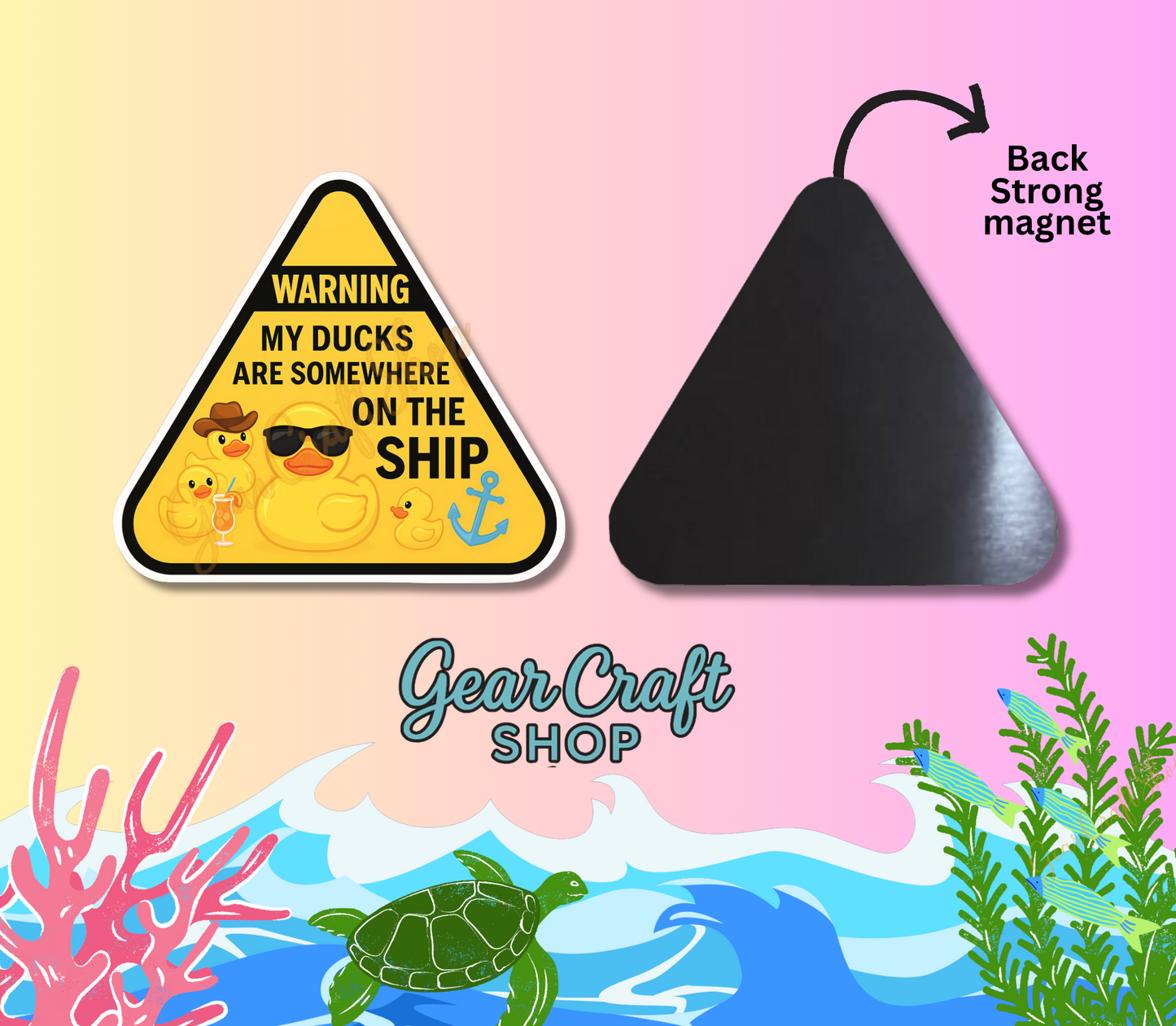 Funny Cruise Door Magnet Set – 4 Hilarious quotes & ducks Decorations Magnets