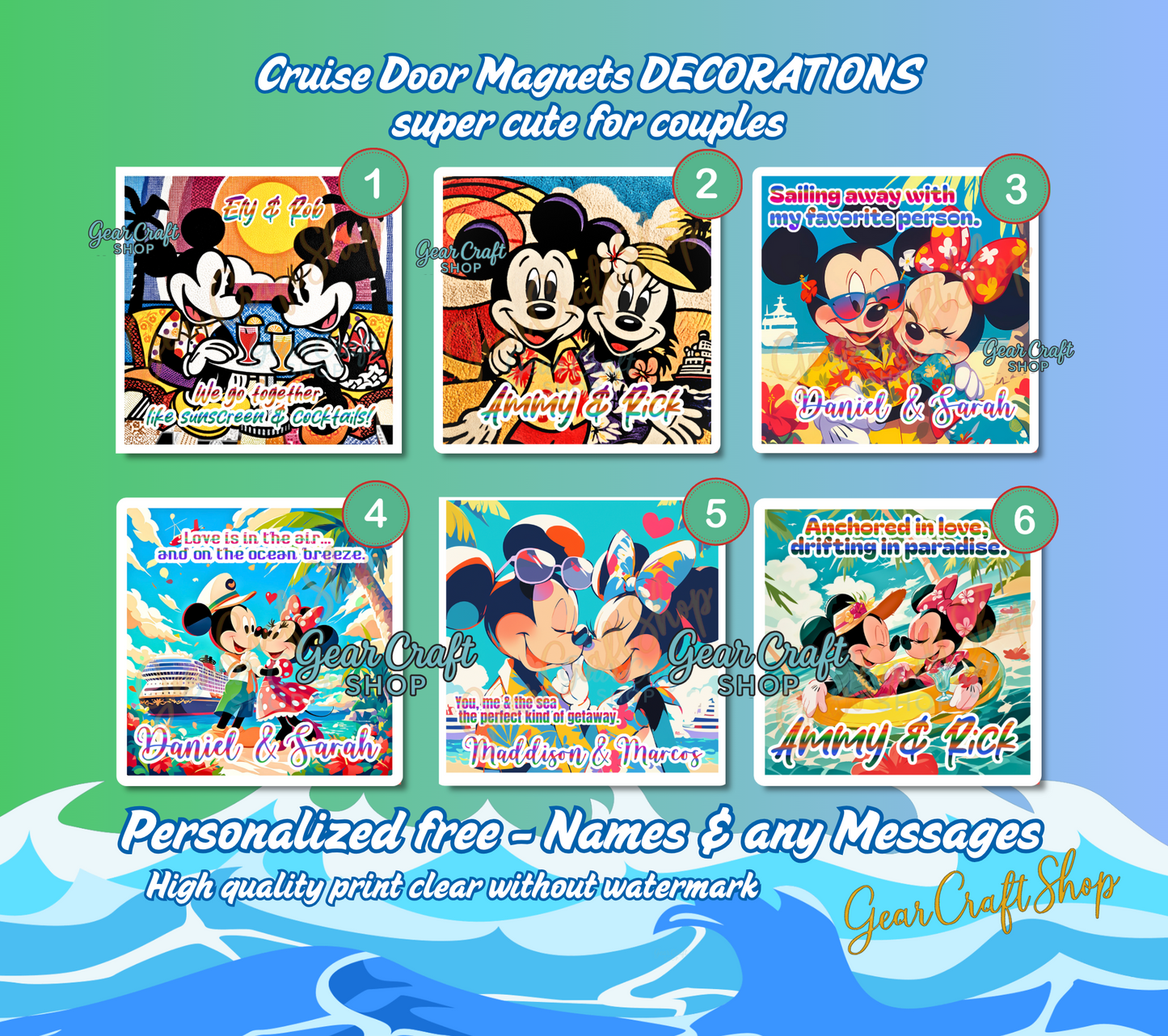 Personalized Love Cruise Magnet – Cute Couple Designs Inspired by Mickey