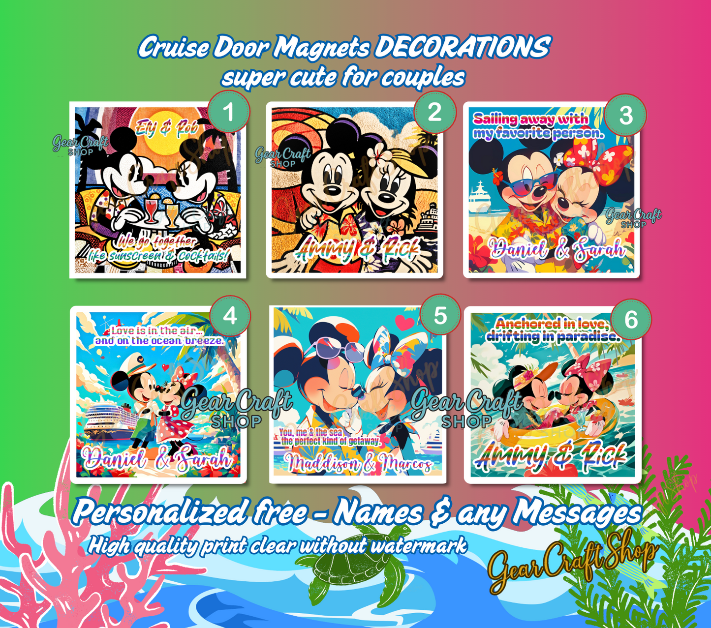 Personalized Love Cruise Magnet – Cute Couple Designs Inspired by Mickey