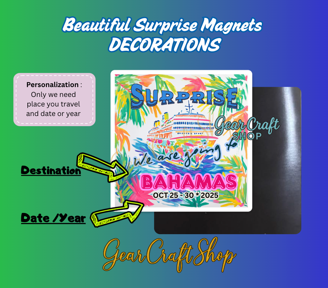 Custom Cruise Surprise Magnet – Personalized Destination & Date Gift