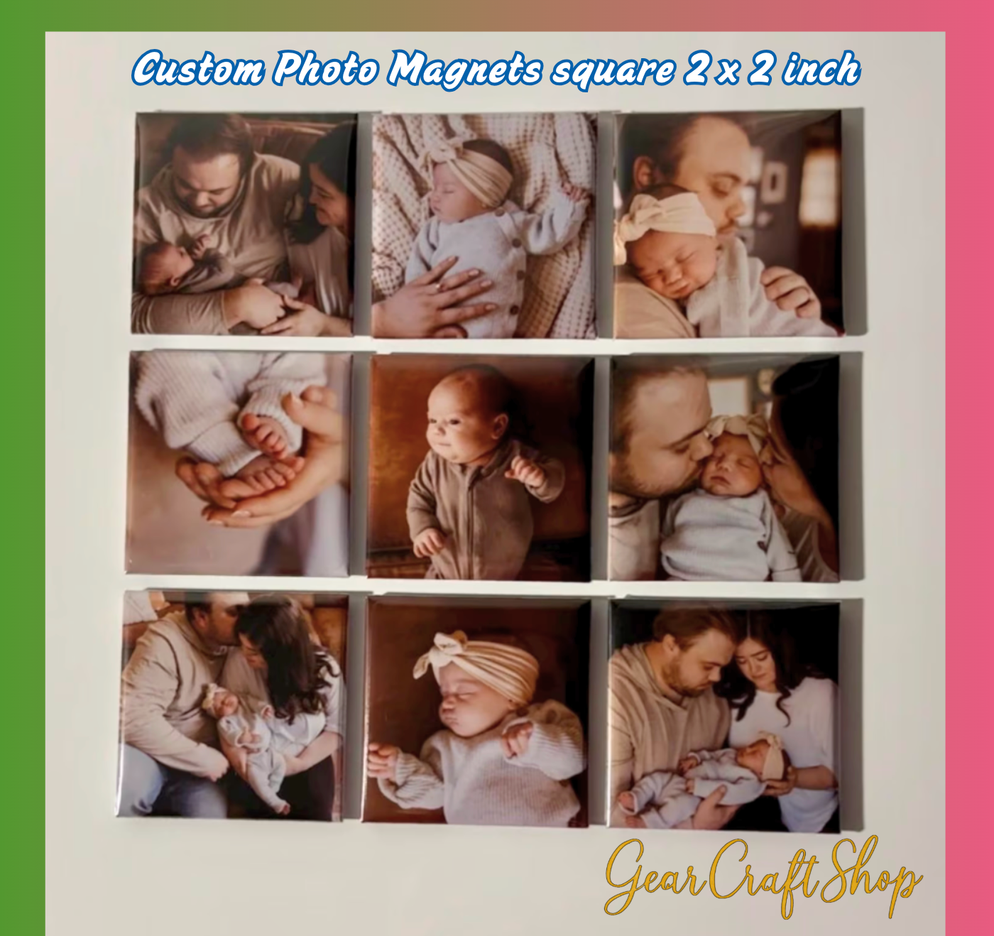 2-Inch Square Custom Photo Magnets – Personalized Fridge Magnets for Gifts, Keepsakes & Special Moments