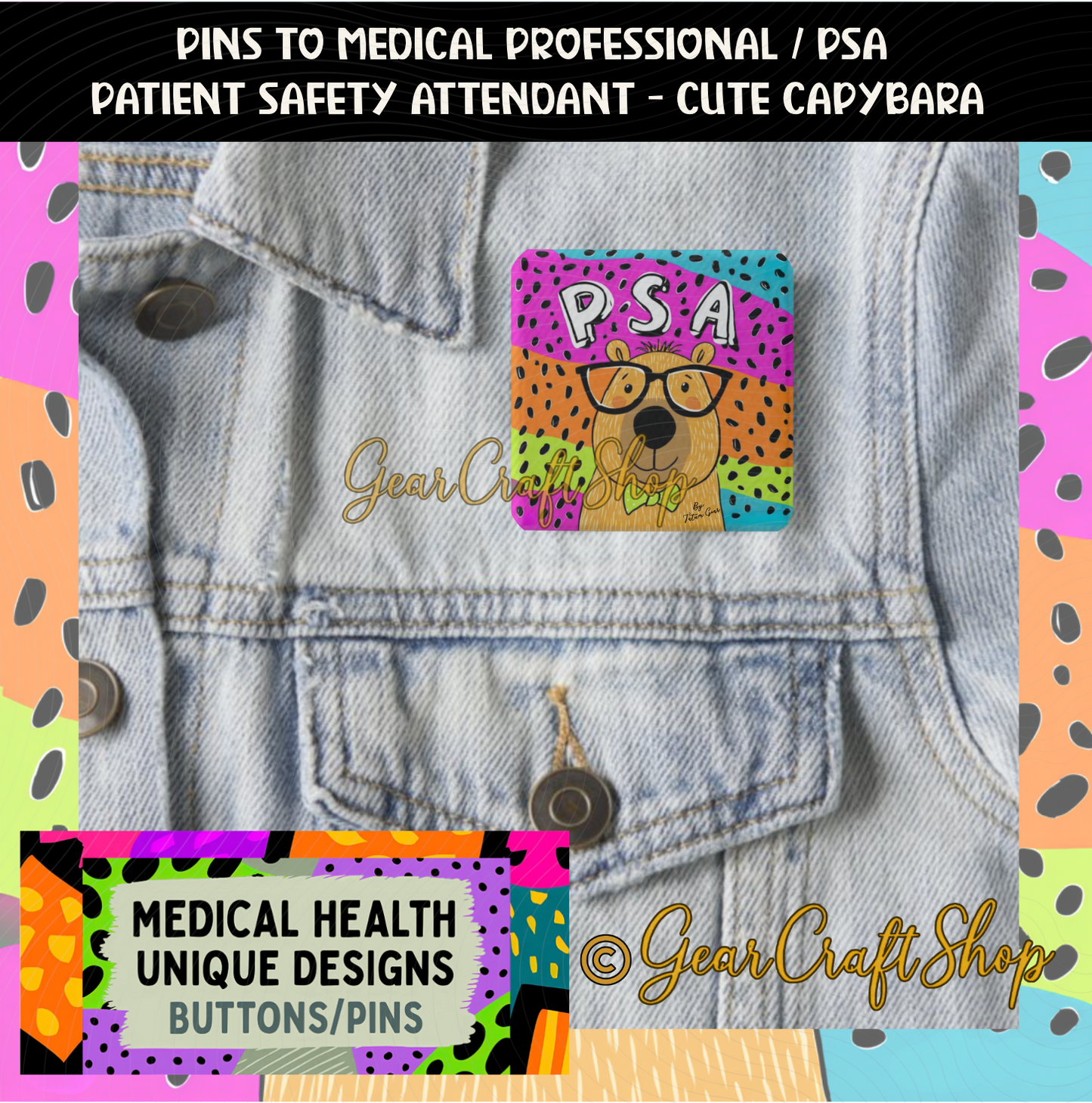 PSA Square Pin or Magnet – Patient Safety Attendant Gift – Medical Staff Appreciation by GearCraftShop
