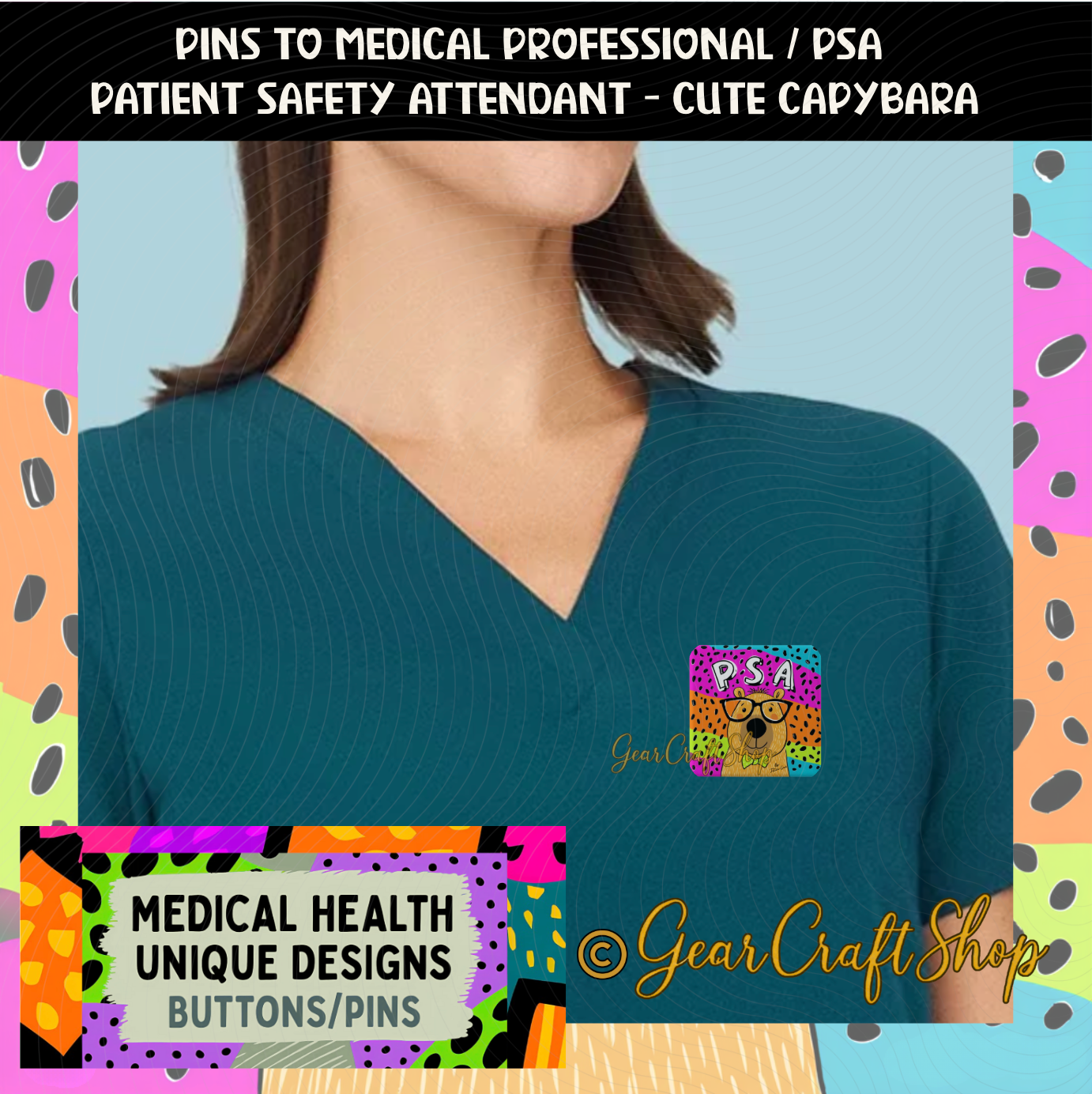 PSA Square Pin or Magnet – Patient Safety Attendant Gift – Medical Staff Appreciation by GearCraftShop