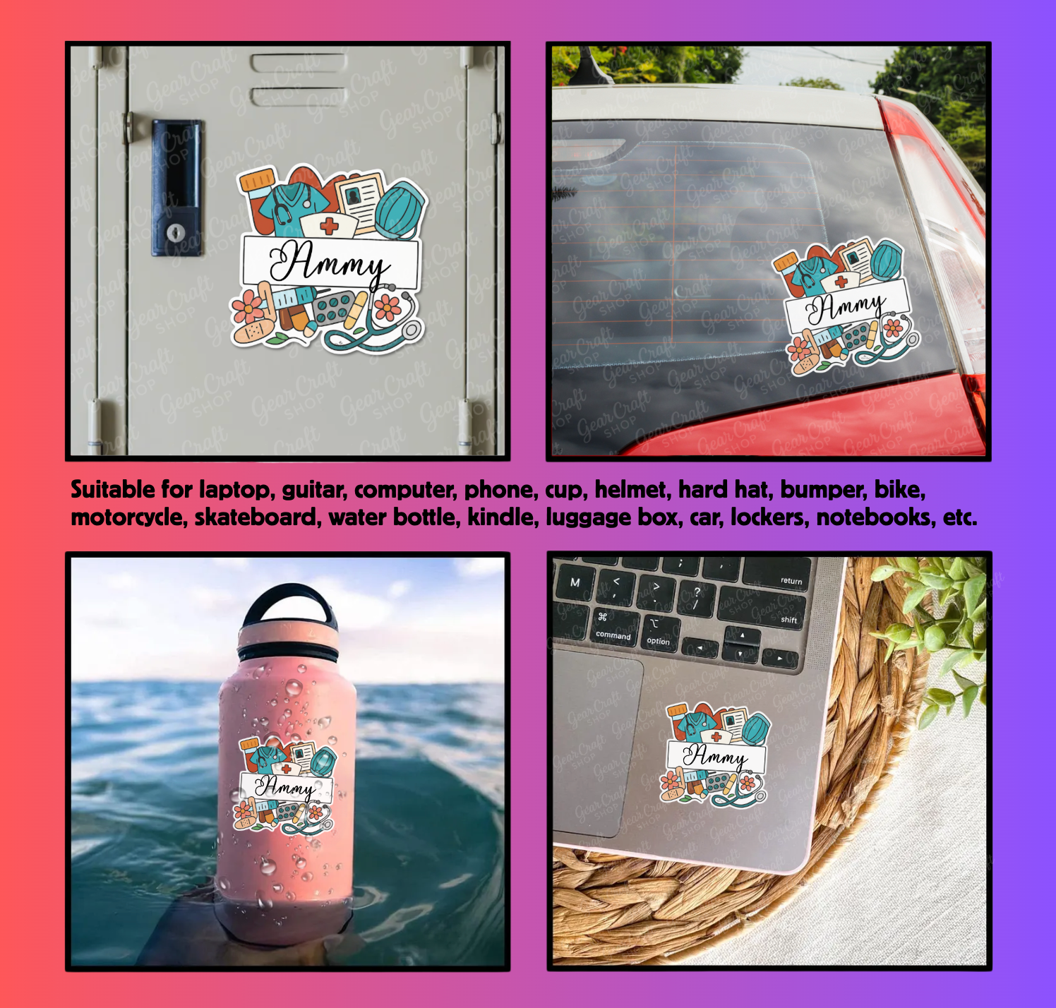 Personalized Nurse Sticker β Custom Name β Exclusive Gear Craft Shop