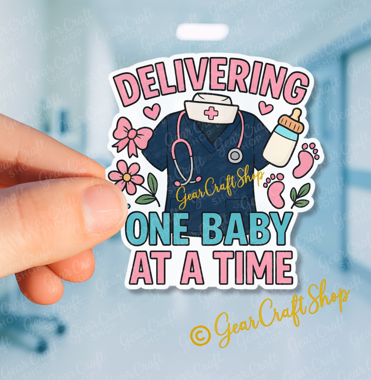 Cute Delivering One Baby at a Time β Maternity Nurse Sticker