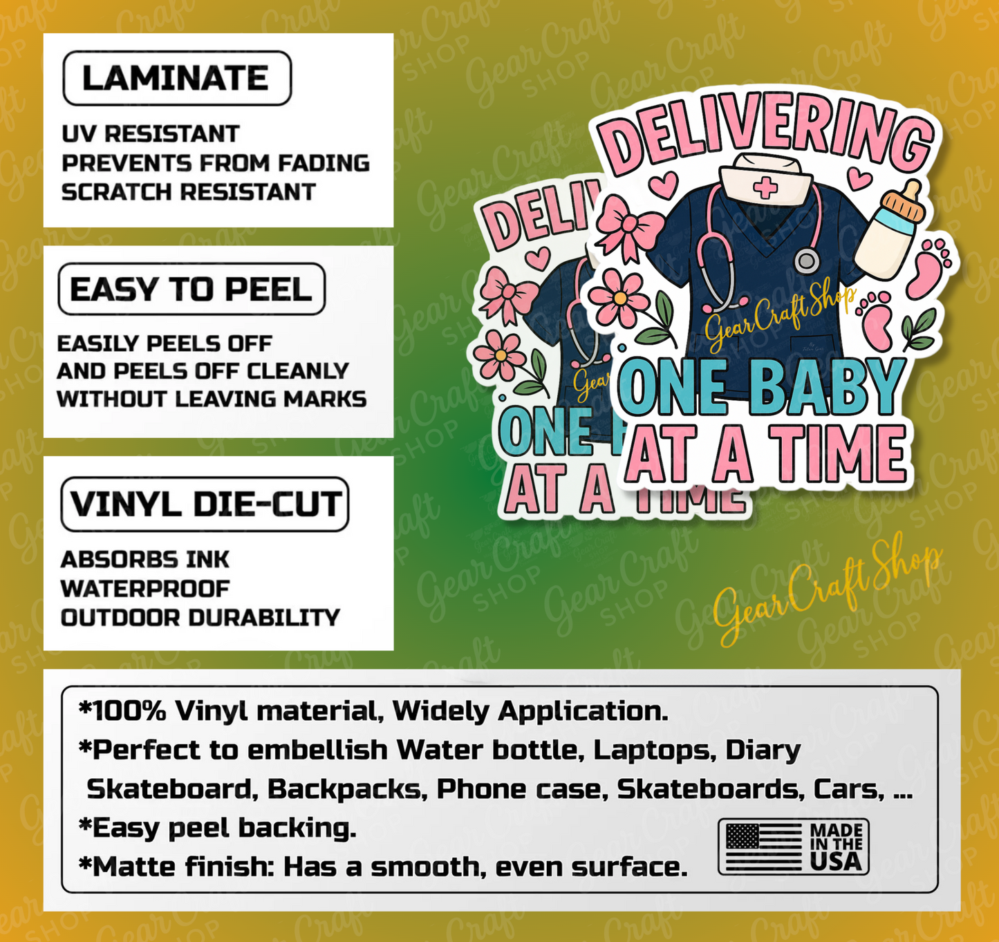 Cute Delivering One Baby at a Time – Maternity Nurse Sticker