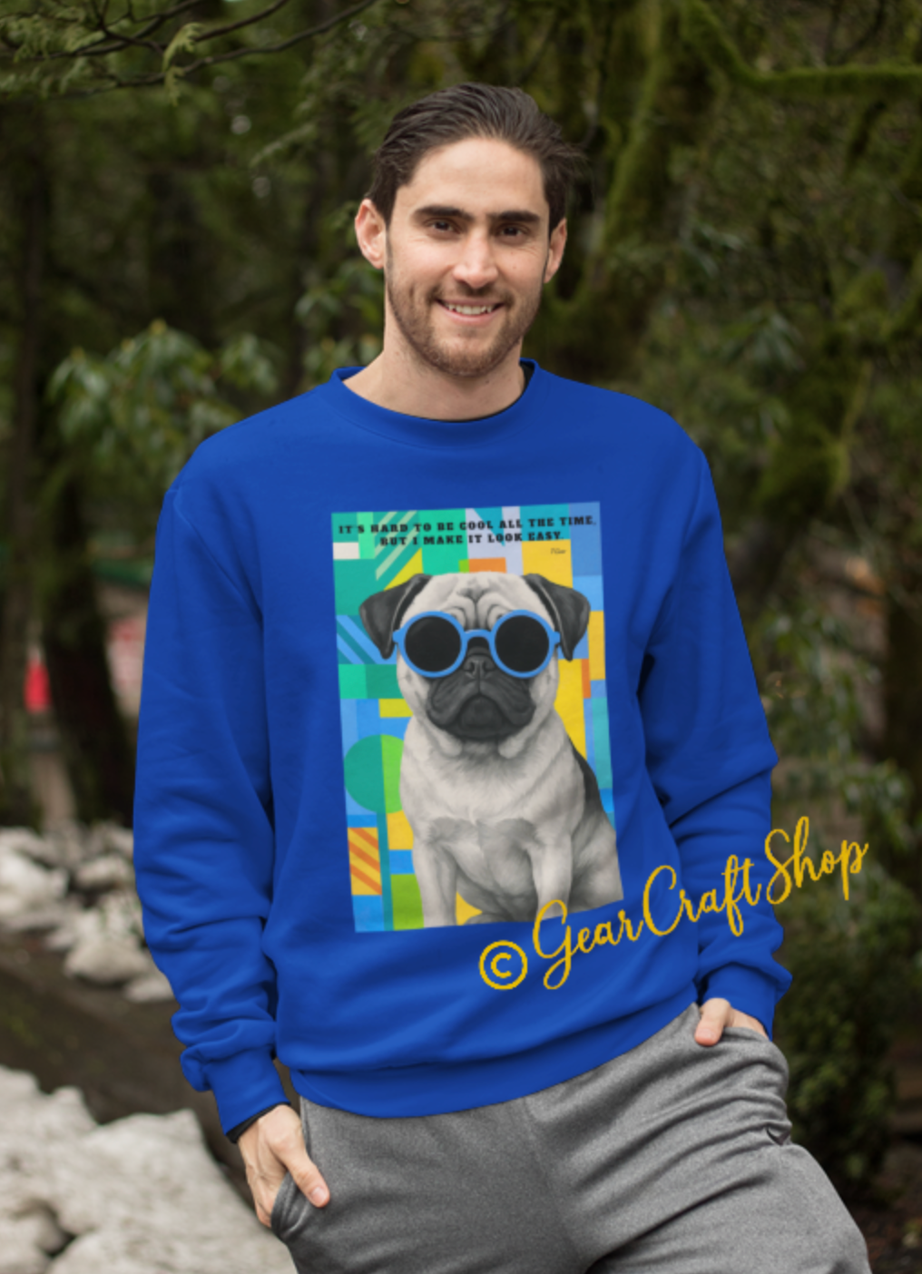 Cool Pug Sweatshirt – Fun Gift for Pet Lovers, Dog Mom, Summer Vibes, Cozy Crewneck