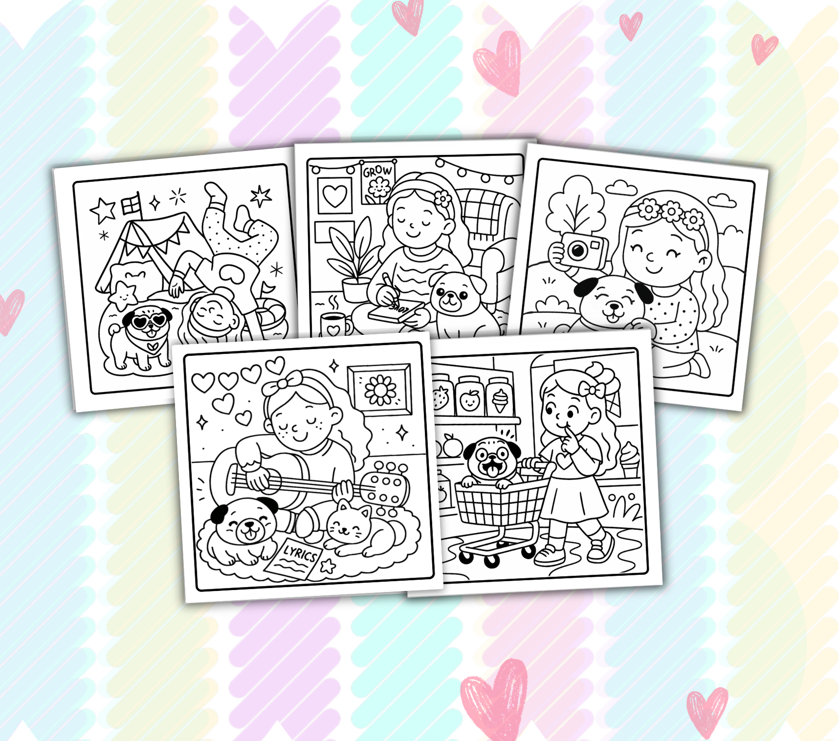 My Adorable Pug Moments: A Cute Coloring Book 54 pages