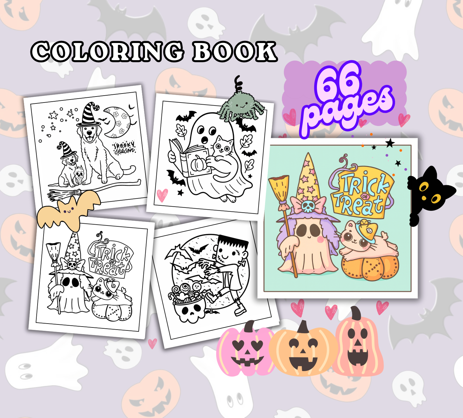 Boo-tiful Spooky Halloween Coloring Book 66 spooky pages