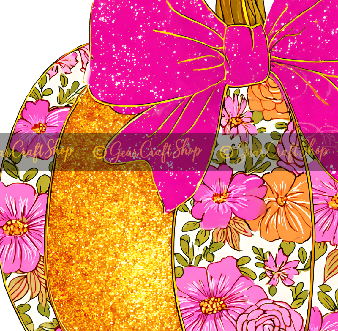 Vintage Bow Pink Glitter Pumpkin Clipart Set β 4 Fall Designs