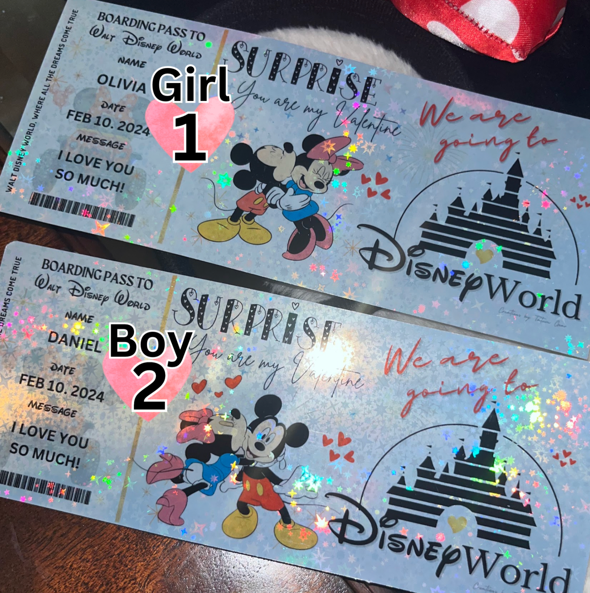 ⭐ Holographic Surprise Ticket with Cute Stars – Trip Reveal Gift
