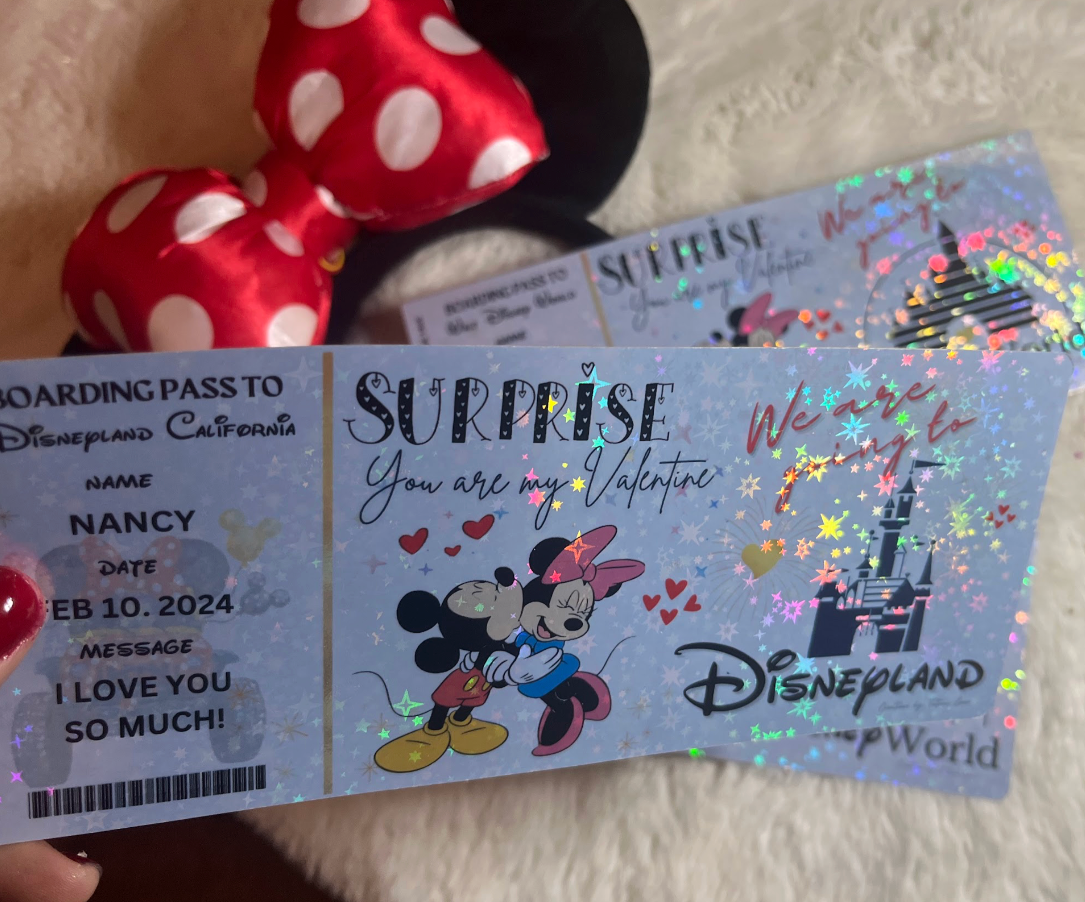 ⭐ Holographic Surprise Ticket with Cute Stars – Trip Reveal Gift