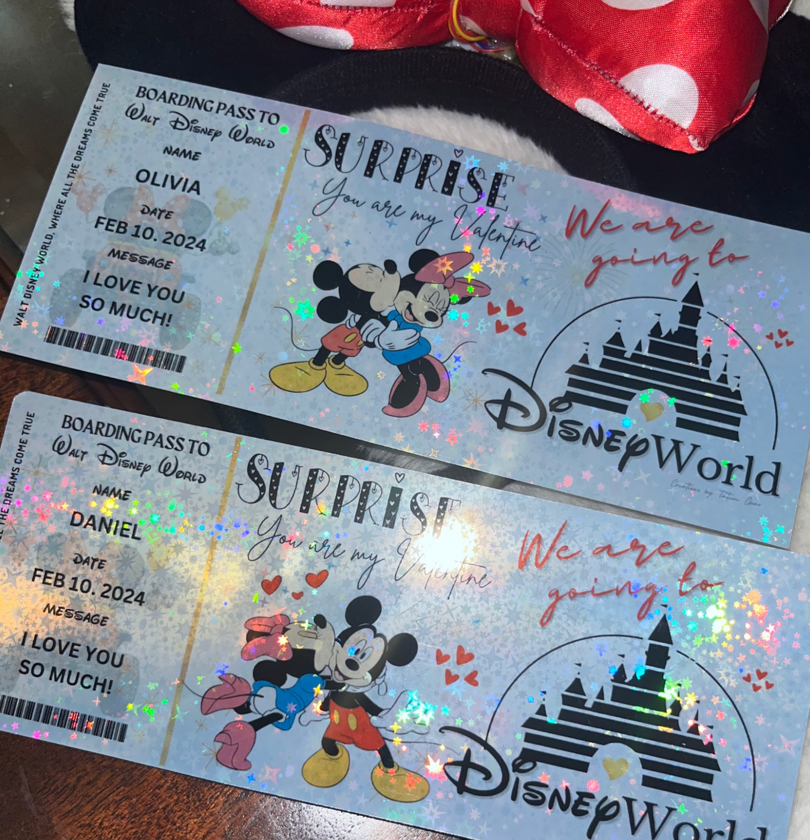 ⭐ Holographic Surprise Ticket with Cute Stars – Trip Reveal Gift
