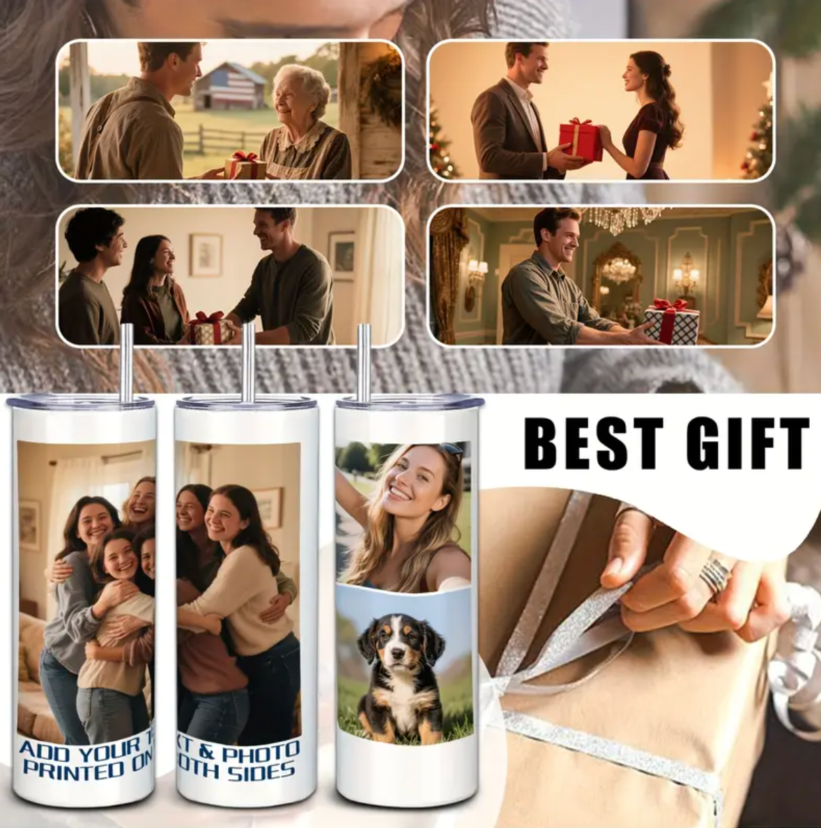 Custom 3-Photo Tumbler - 20oz Best Gift