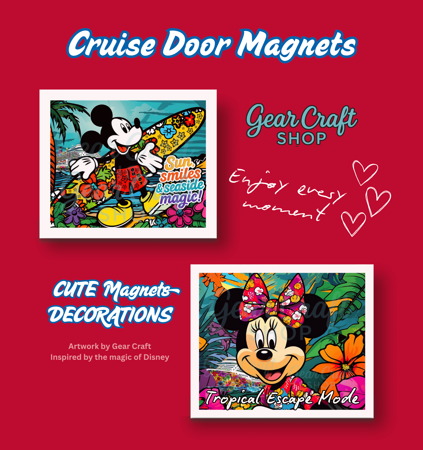Tropical Cruise Door Magnets | Fun Disney-Inspired Vacation Designs