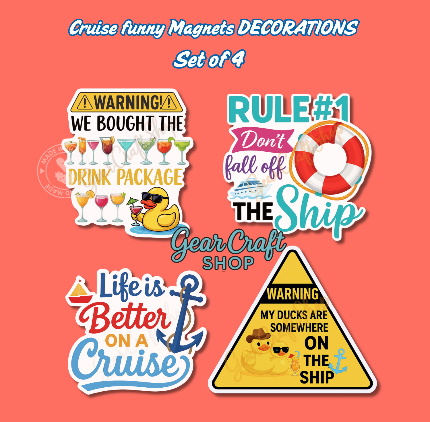β Funny Cruise Memories Magnets β Set of 4 - style 032