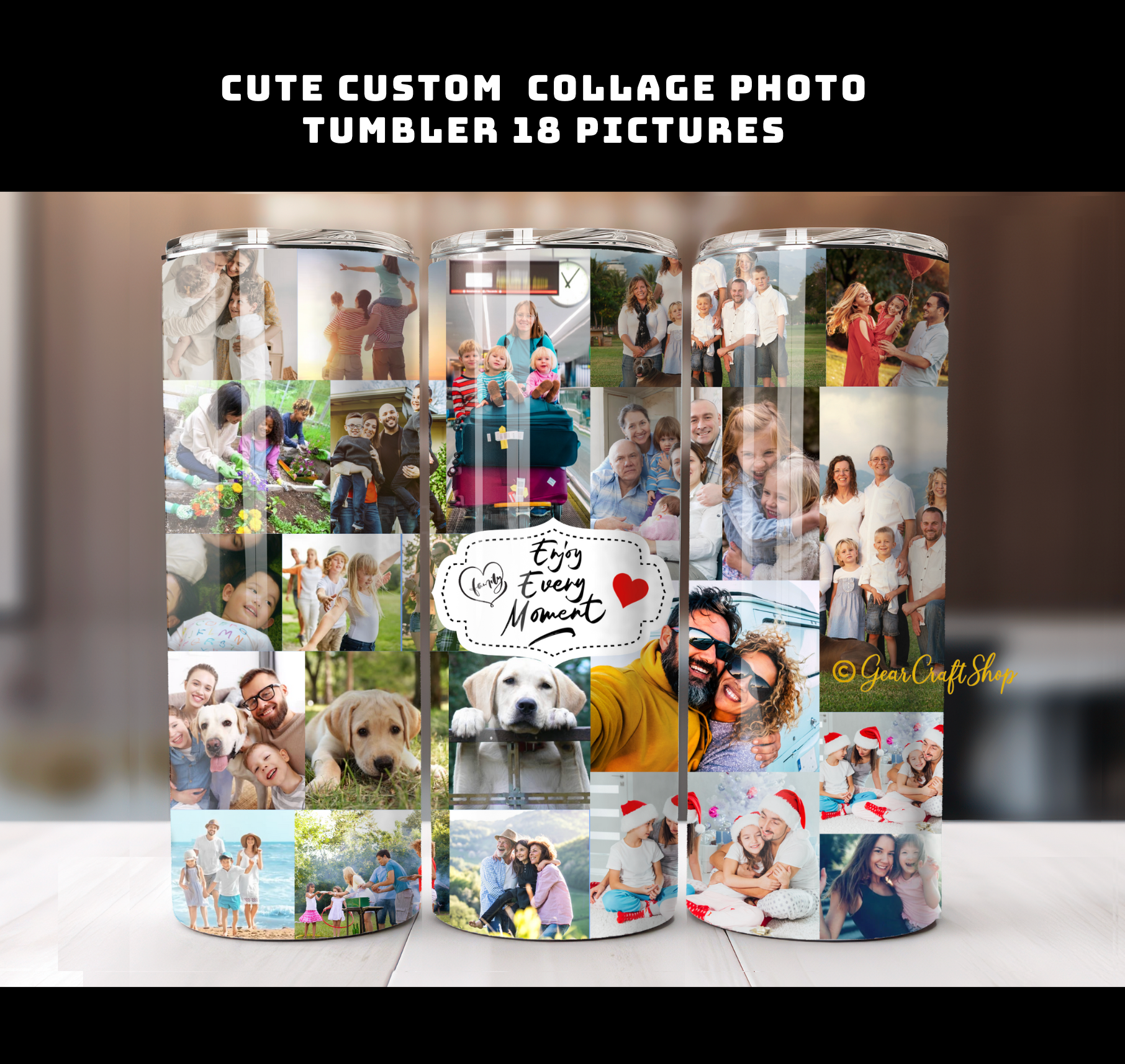 Custom 18-Photo Collage Tumbler - 20oz Personalized Treasure