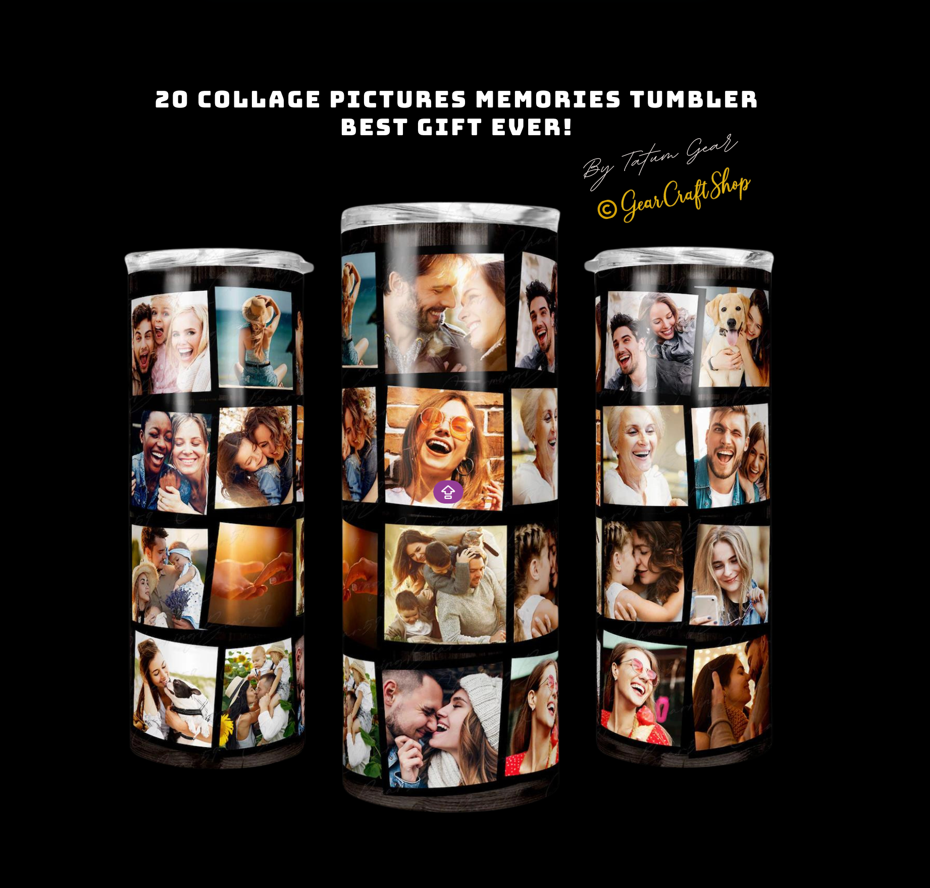 Custom 20-Photo Collage Tumbler - 20oz Personalized Keepsake