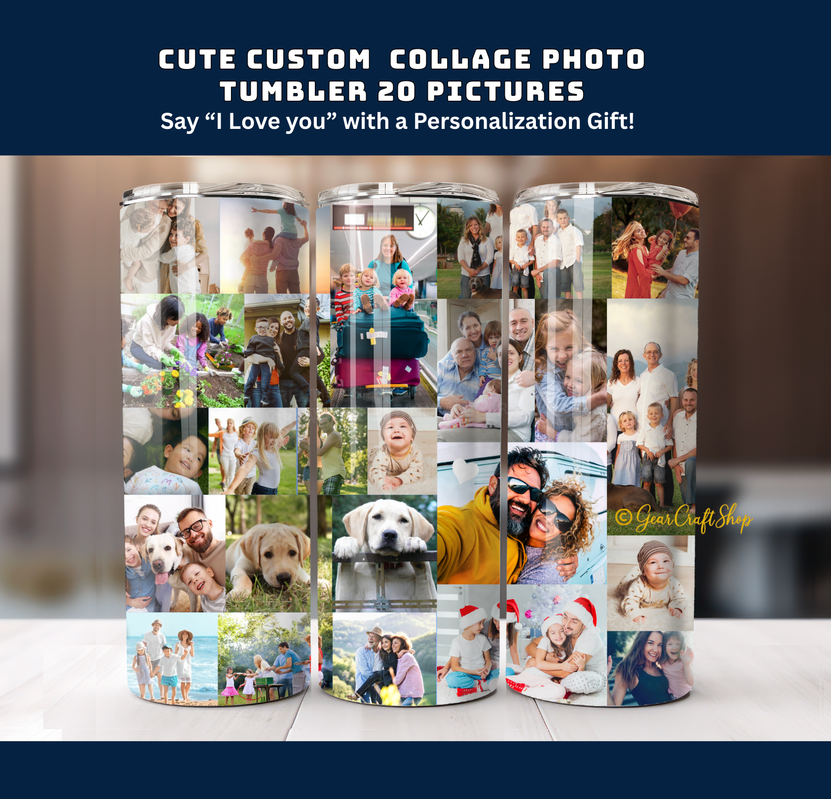 Custom 20-Photo Collage Tumbler - 20oz Personalized