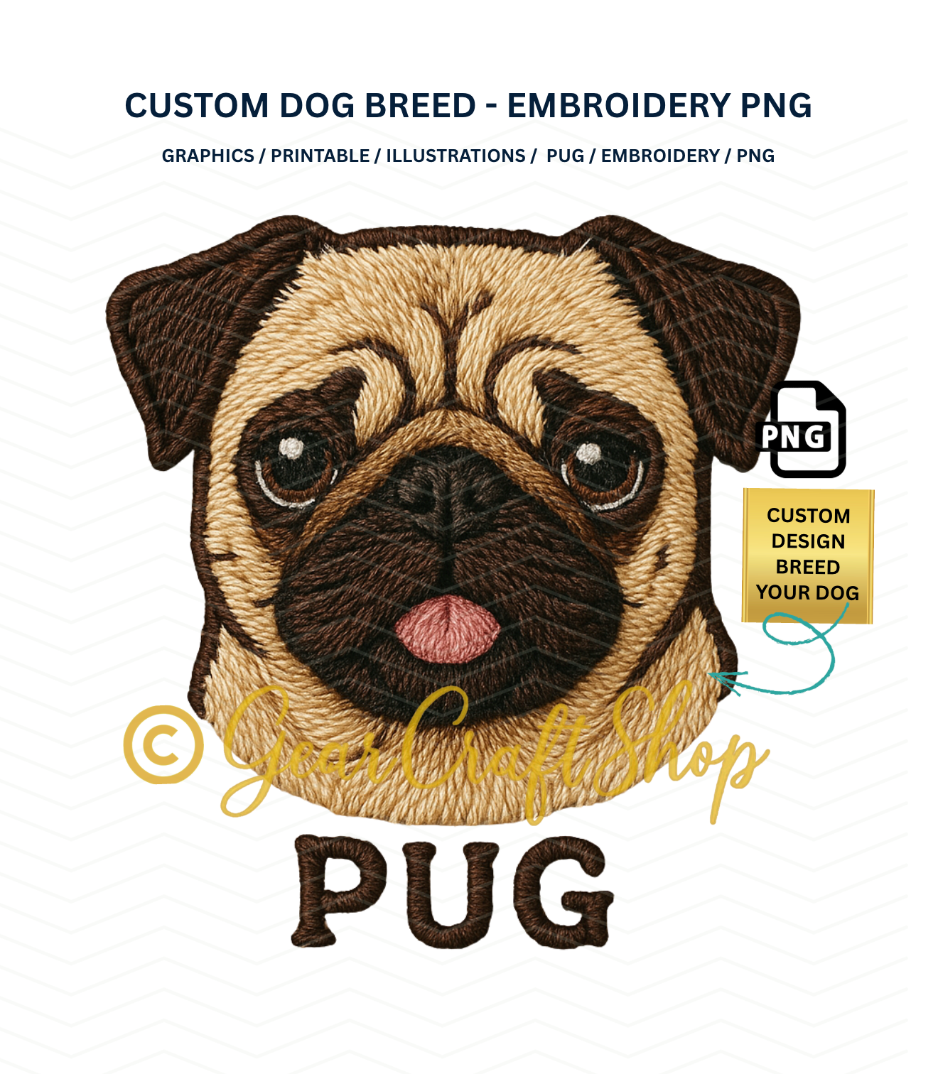 Custom Dog breed Embroidery - Art creating - PNG File