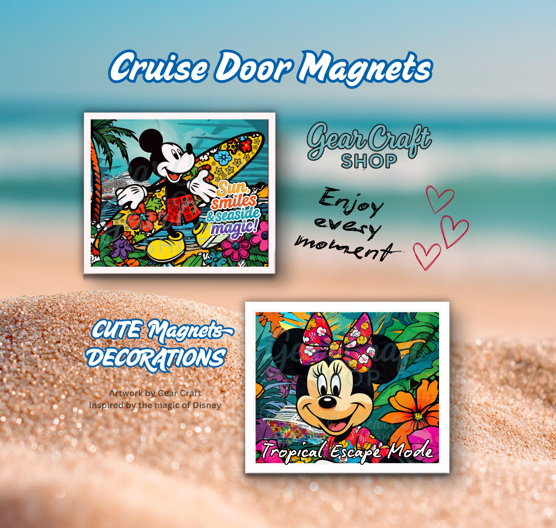 Tropical Cruise Door Magnets | Fun Disney-Inspired Vacation Designs