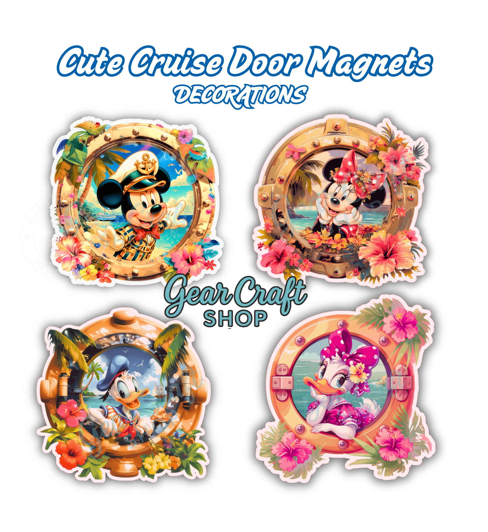 Sailor Porthole Friends Cruise Door Magnets Set of 4 - style 035